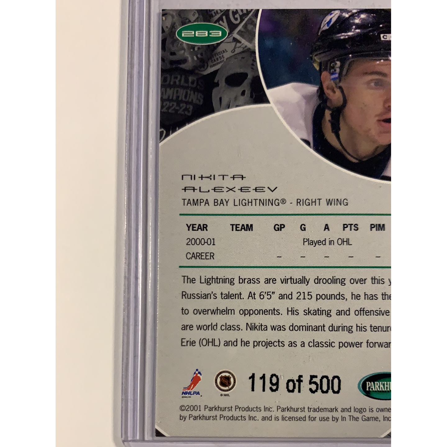 2001-02 Parkhurst Nikita Alexeev Siver Foil Rookie Card /500 | Local Legends Cards & Collectibles