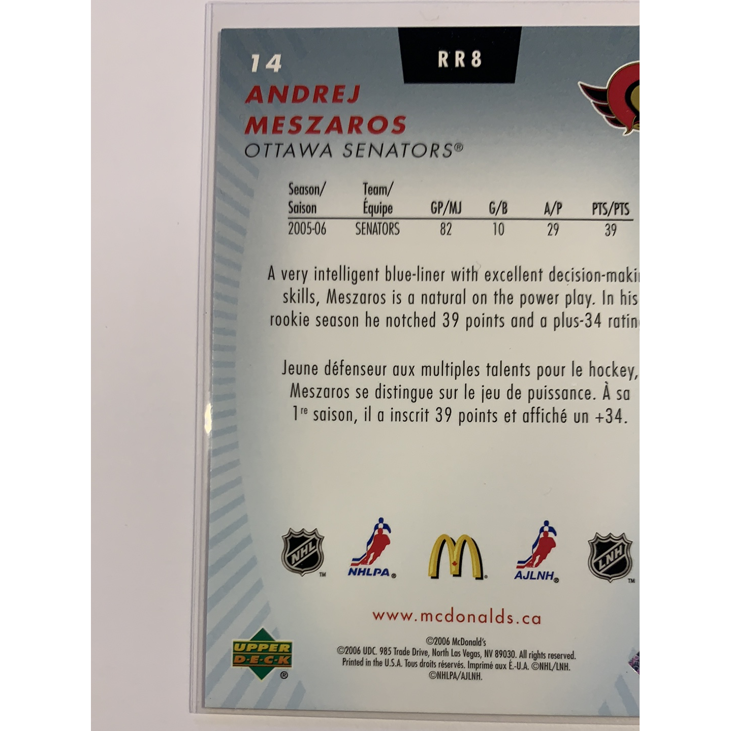 2006 Upper Deck McDonald’s Andrej Mezaros Rookie Review | Local Legends Cards & Collectibles