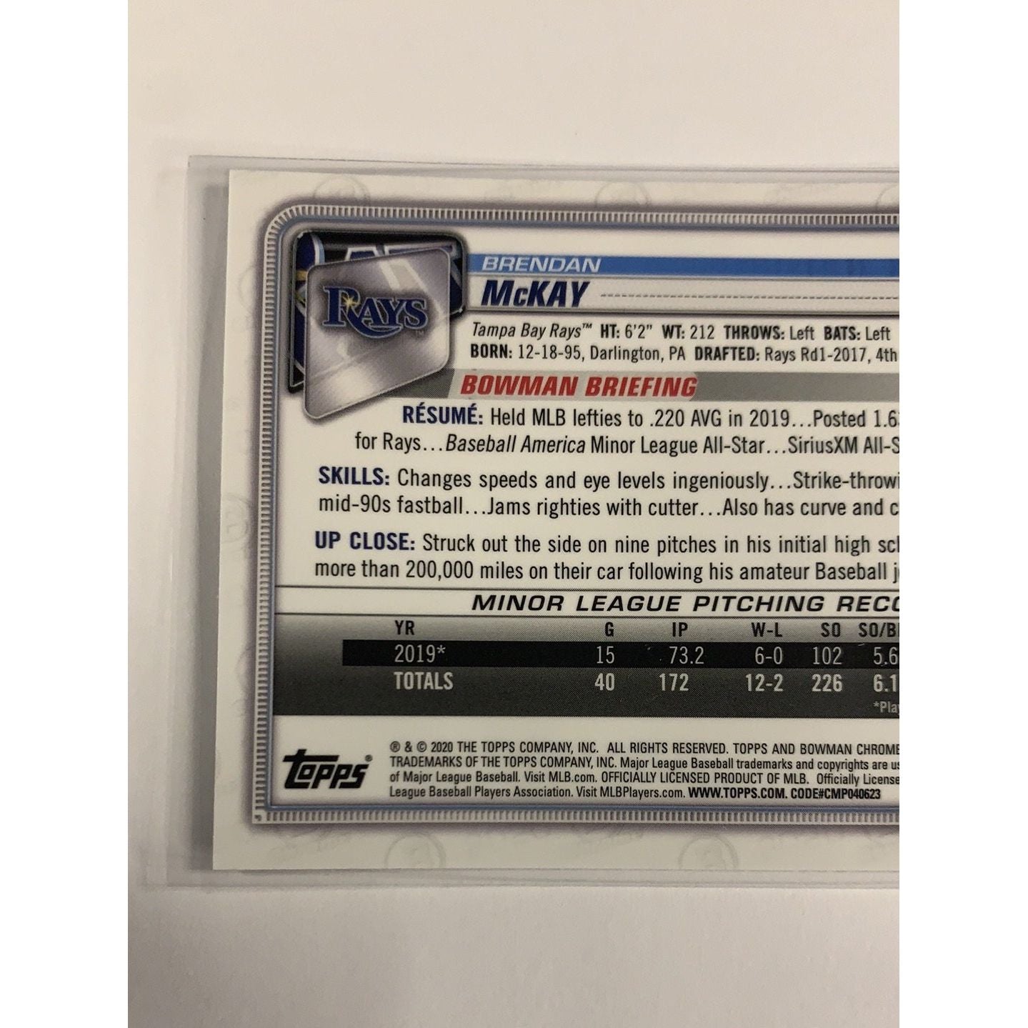 2020 Bowman Chrome Brendan McKay RC | Local Legends Cards & Collectibles