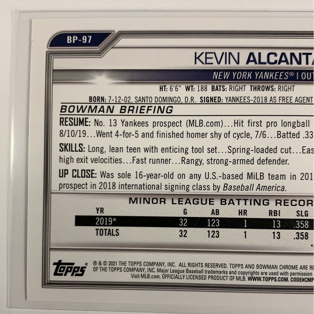 2021 Bowman 1st Kevin Alcantara BP-97 | Local Legends Cards & Collectibles