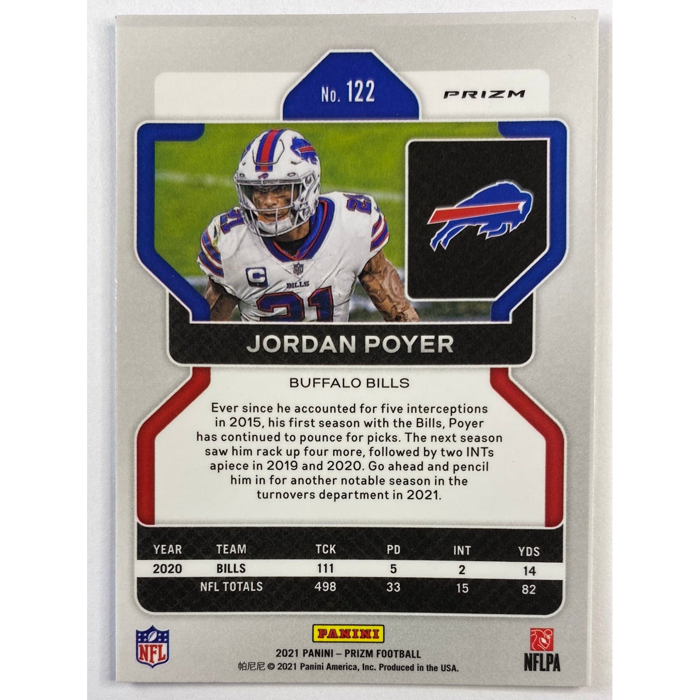 2021 Panini Prizm Jordan Poyer Red White Blue Prizm | Local Legends Cards & Collectibles