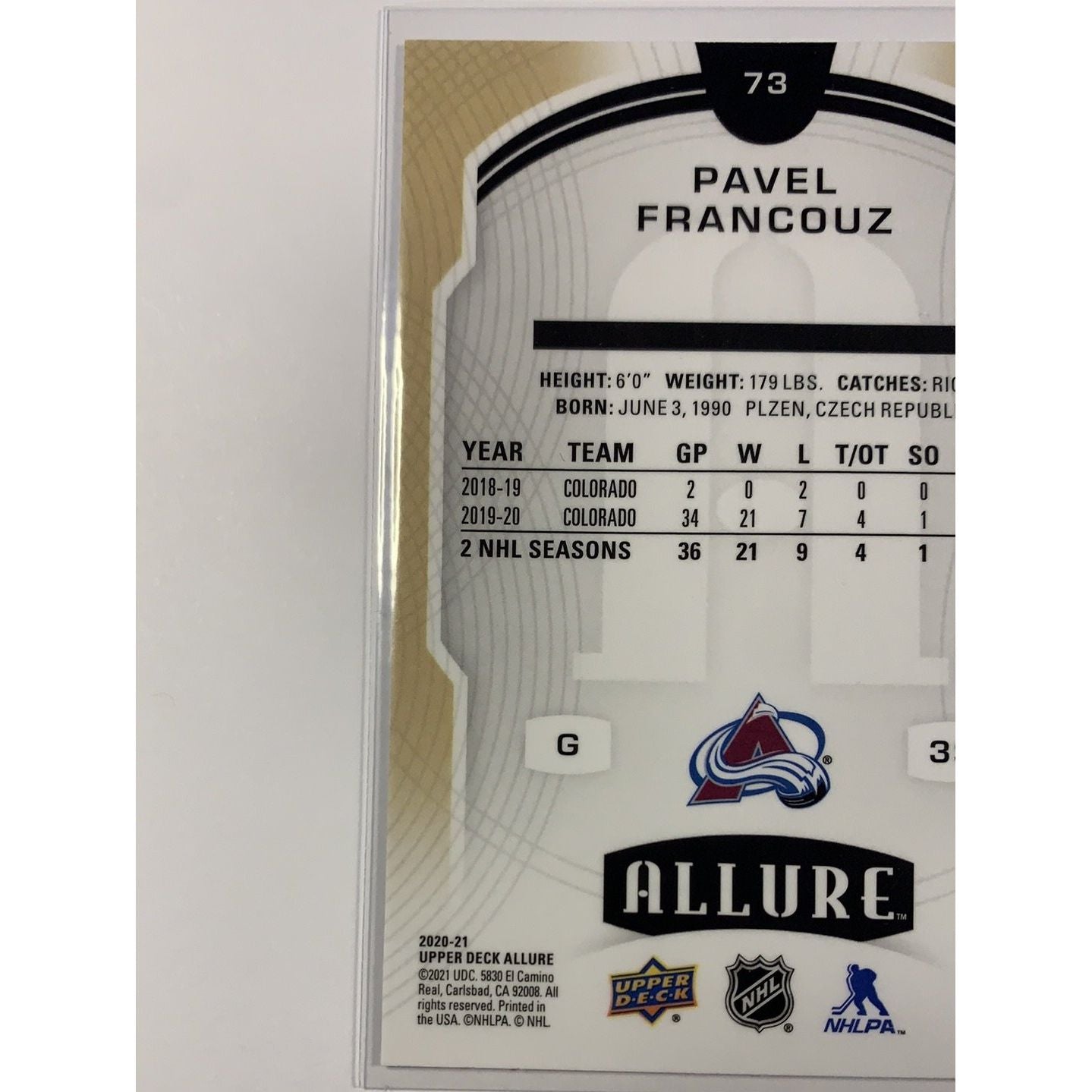 2020-21 Allure Pavel Francouz Rookie | Local Legends Cards & Collectibles