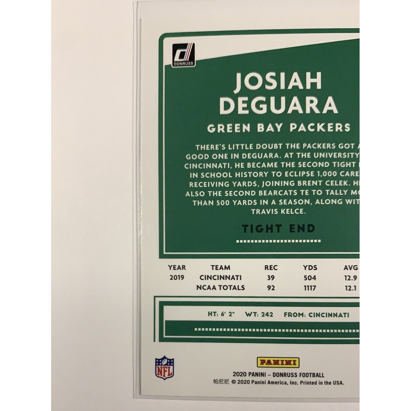 2020 Donruss Josiah Deguara RC | Local Legends Cards & Collectibles