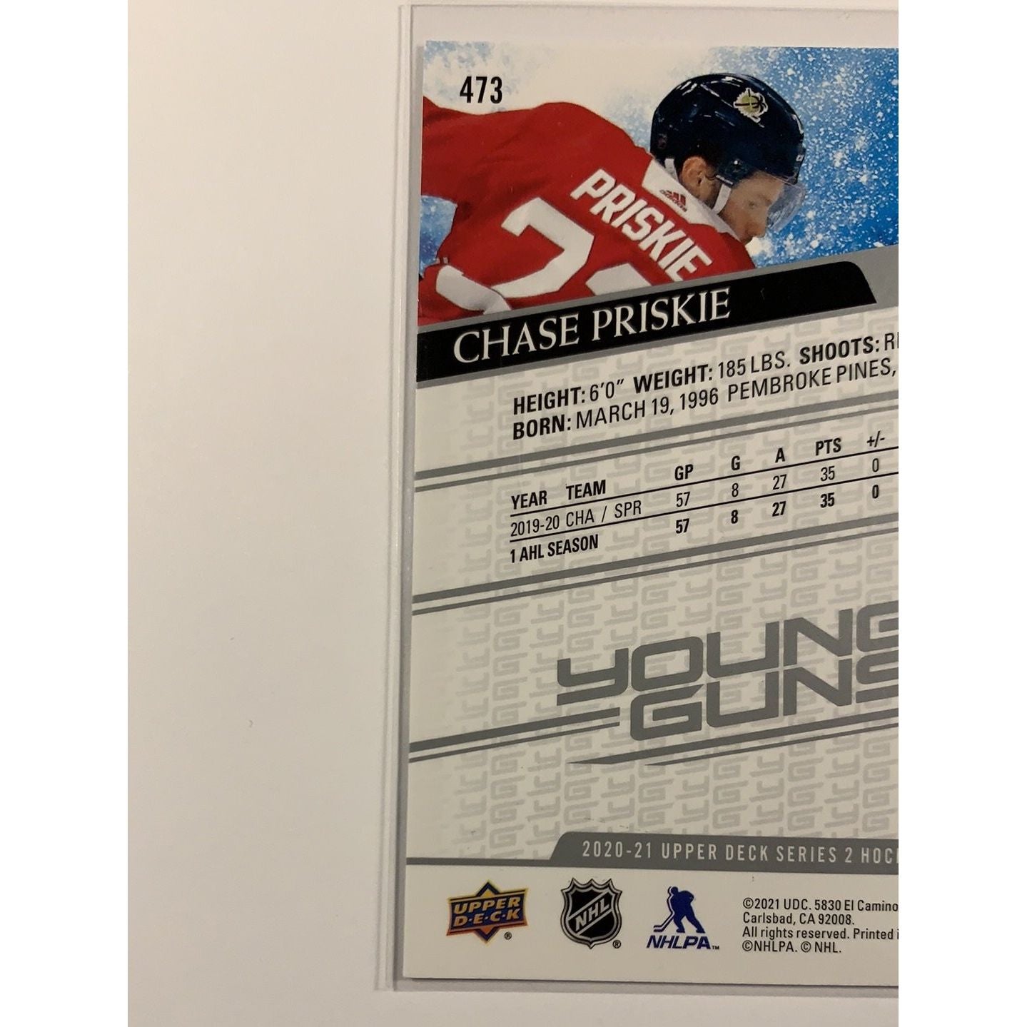 2020-21 Upper Deck Series 2 Chase Priskie Young Guns | Local Legends Cards & Collectibles