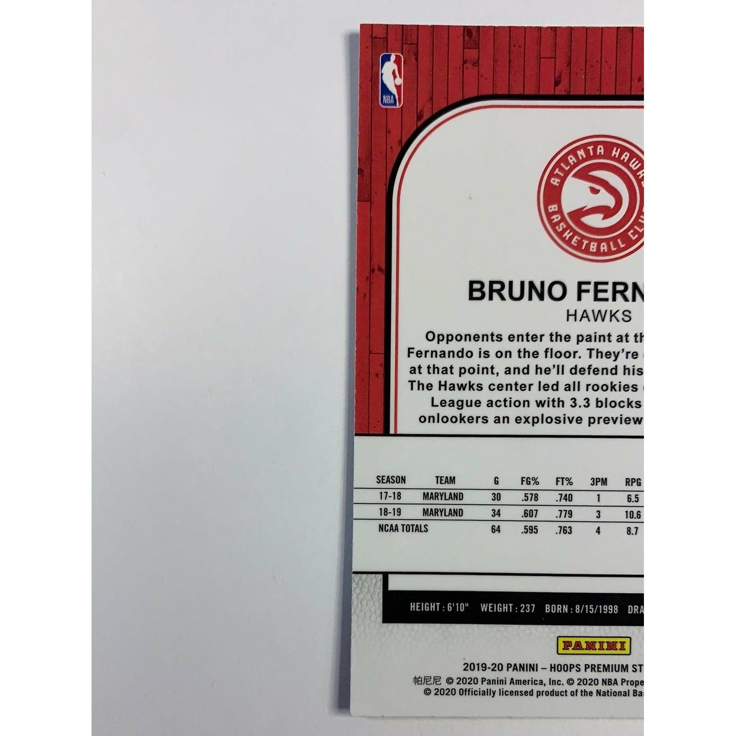 2019-20 Hoops Premium Stock Bruno Fernando Green Prizm Refractor | Local Legends Cards & Collectibles
