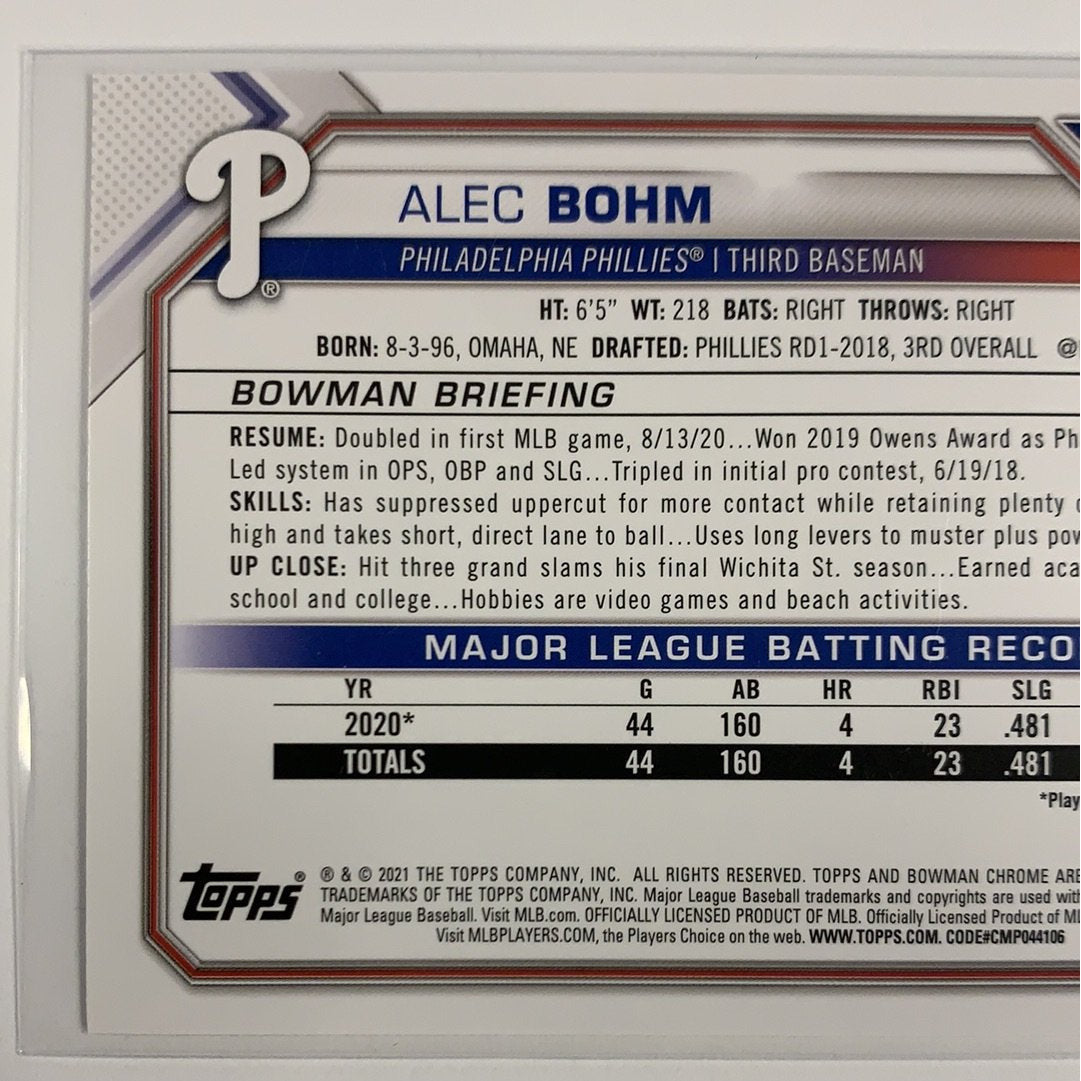 2021 Bowman Alec Bohm RC #2 Local Legends Cards & Collectibles