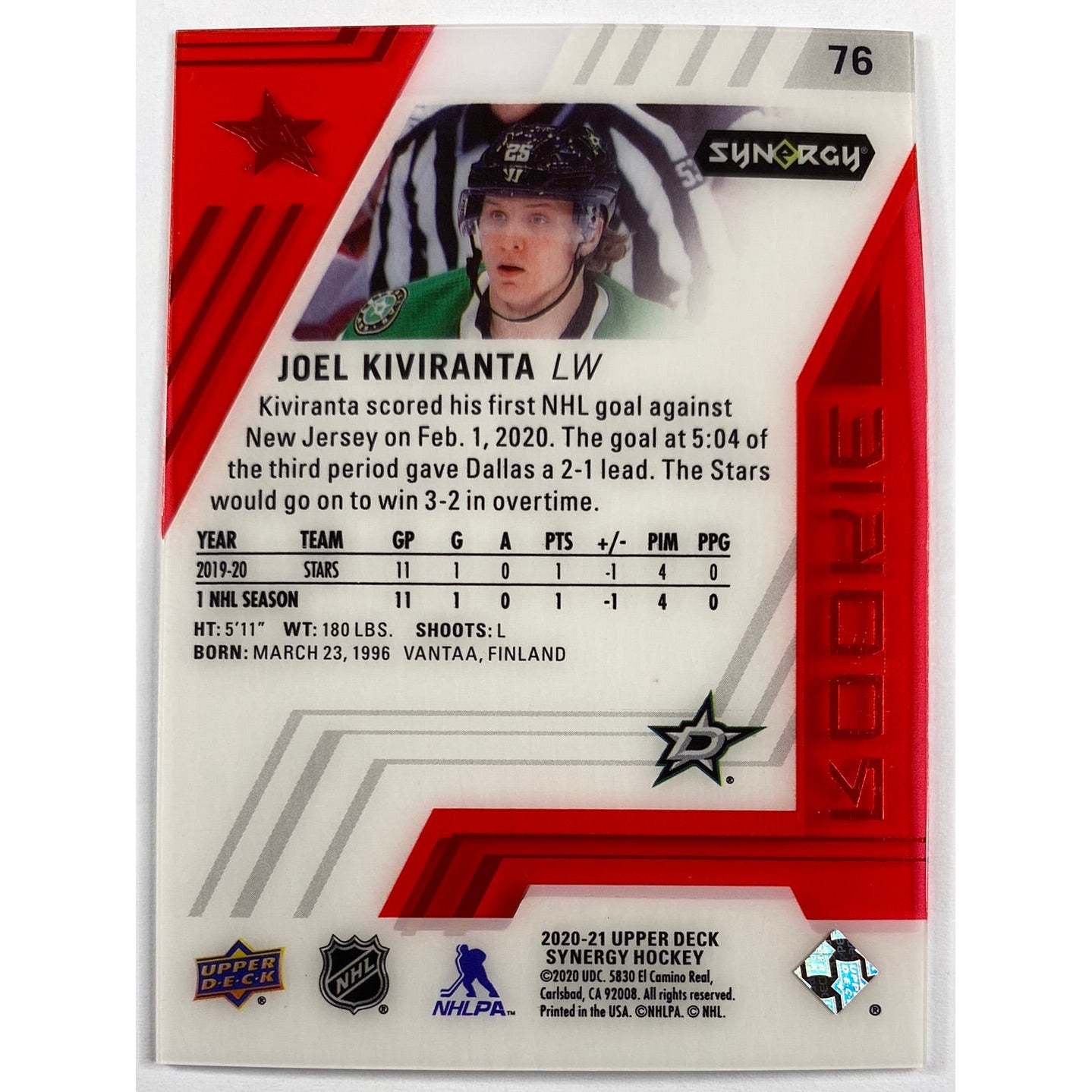 2020-21 Synergy Joel Kiviranta Rookie | Local Legends Cards & Collectibles