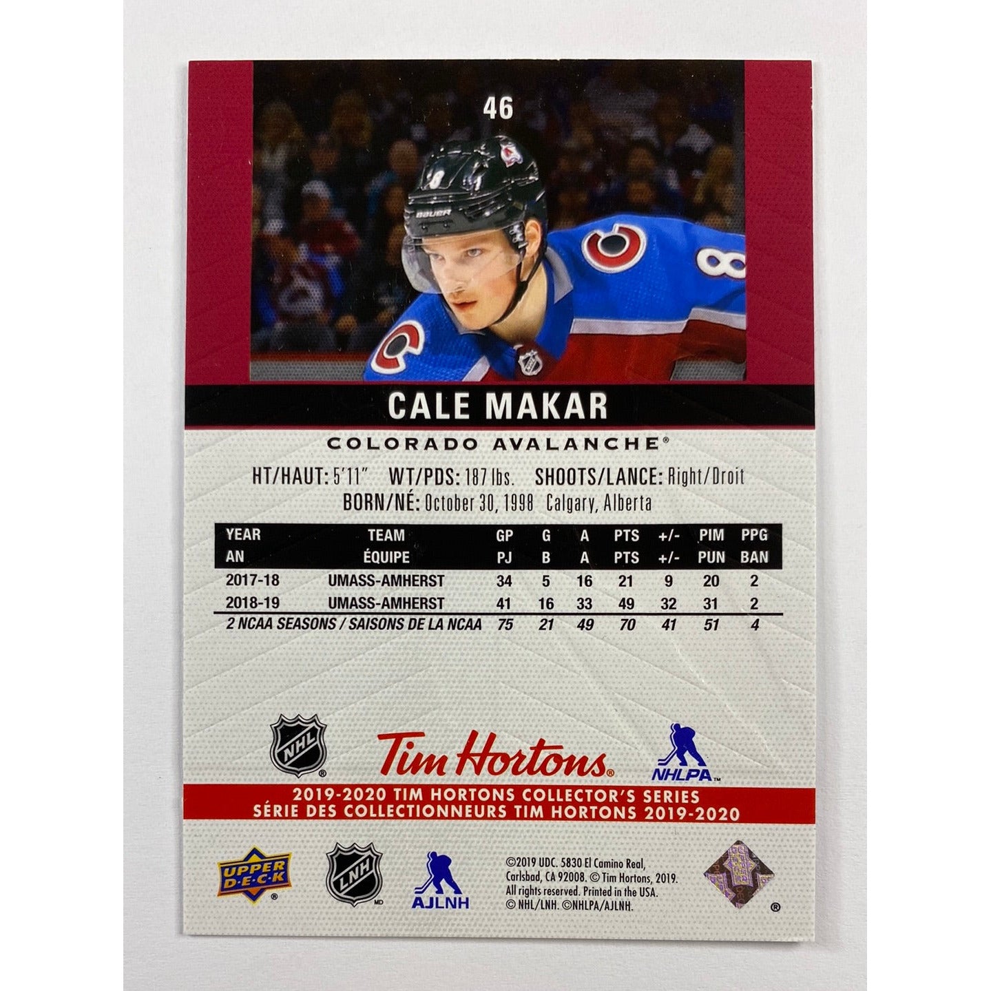 2019-20 Tim Hortons Upper Deck Cale Makar RC | Local Legends Cards & Collectibles