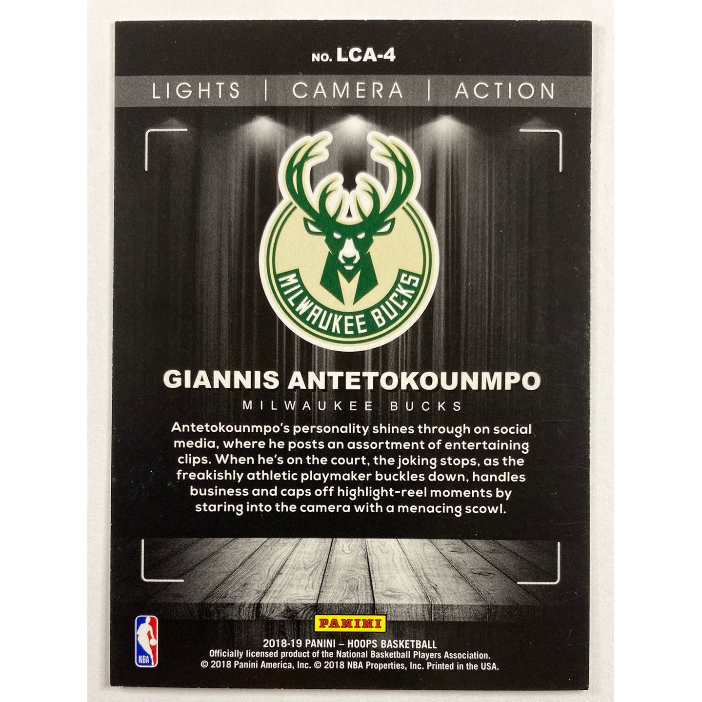 2018-19 Hoops Giannis Antetokounmpo Lights Camera Action | Local Legends Cards & Collectibles