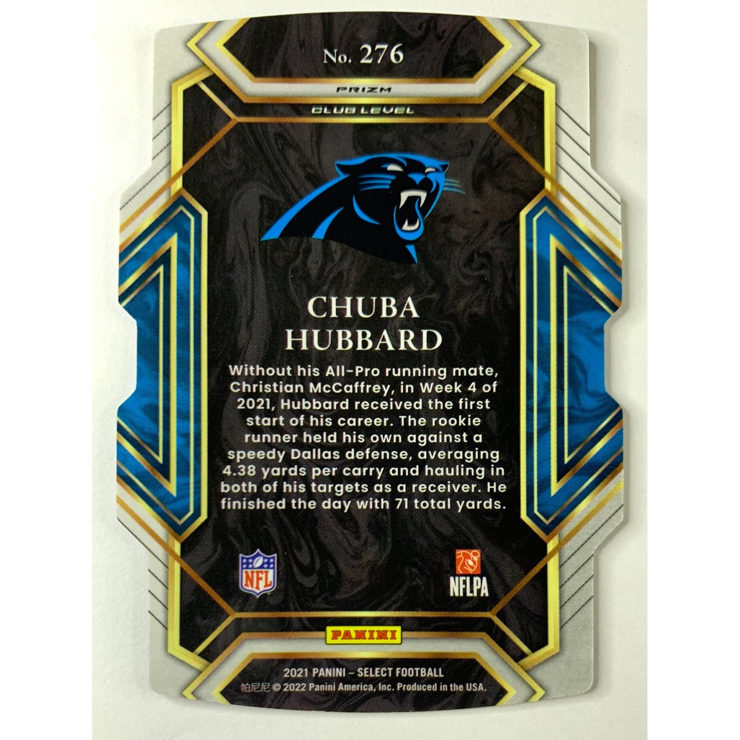 2021 Select Chuba Hubbard Gold Blue Die-Cut RC | Local Legends Cards & Collectibles