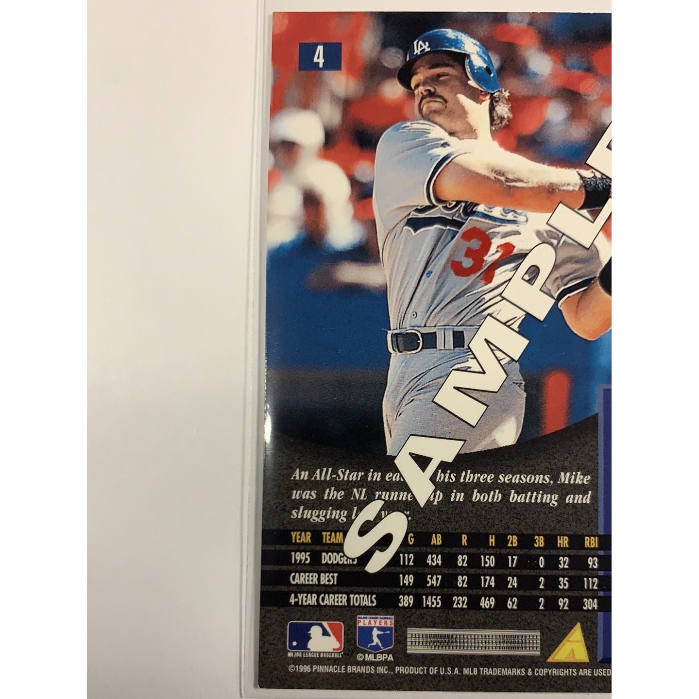 1996 Pinnacle Mike Piazza Promo Sample Card | Local Legends Cards & Collectibles