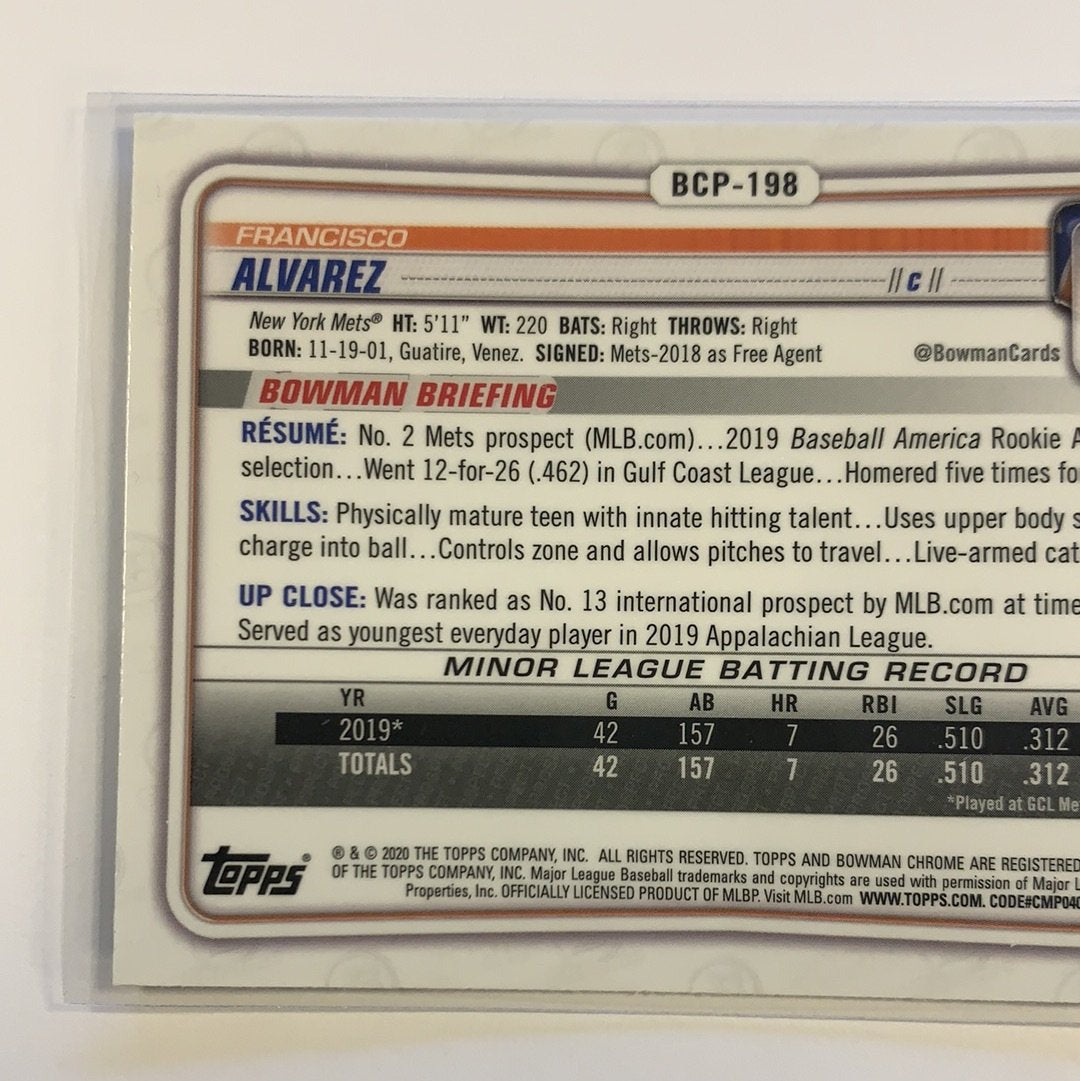 2020 Bowman Chrome Francisco Alvarez Mojo Refractor | Local Legends Cards & Collectibles