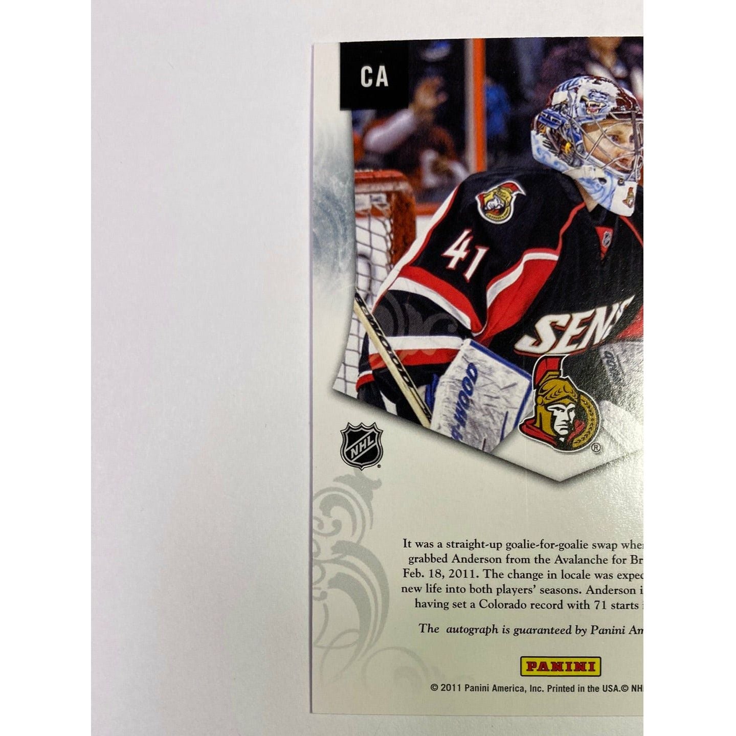 2011-12 Panini Craig Anderson Private Signings | Local Legends Cards & Collectibles