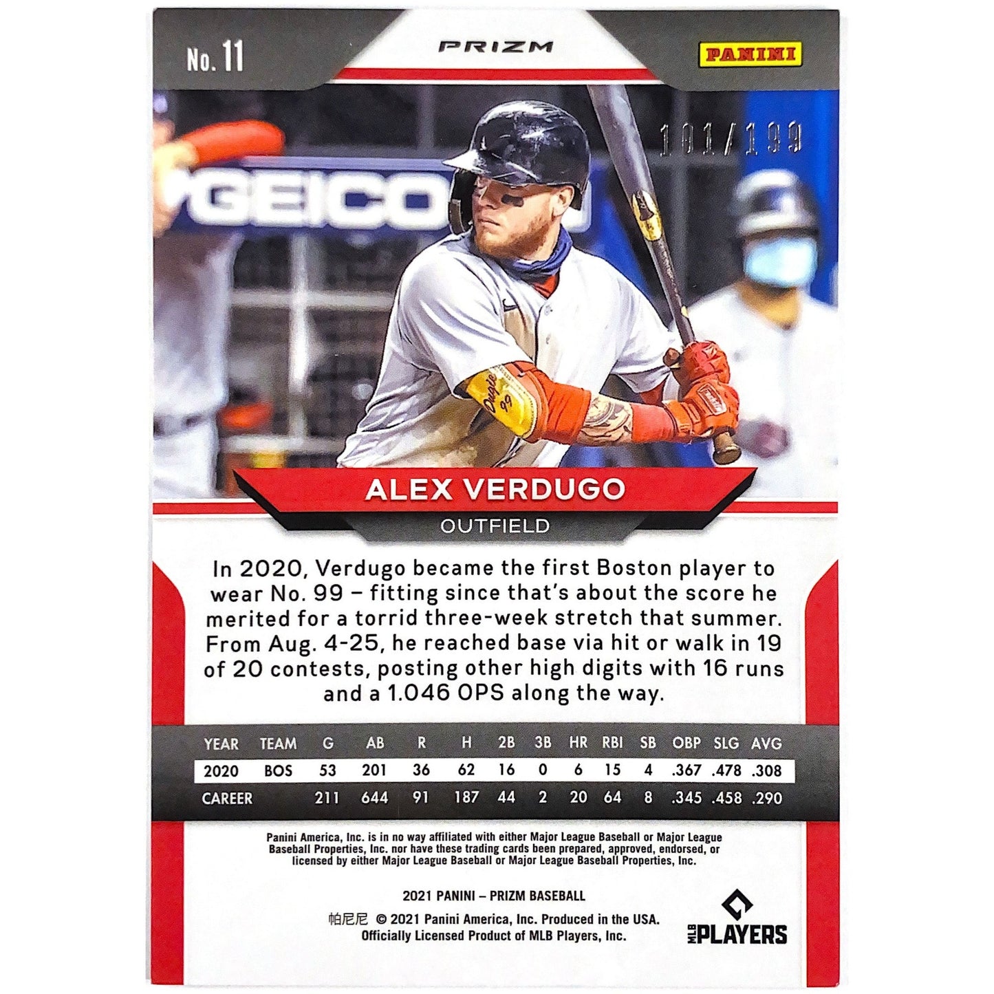 2021 Panini Prizm Alex Verdugo Blue Mojo Prizm /199 | Local Legends Cards & Collectibles