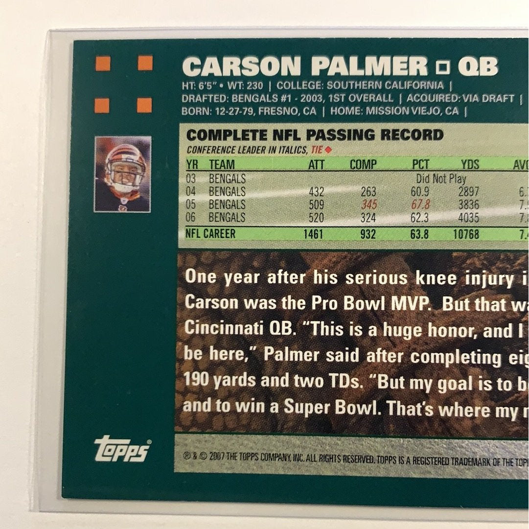 2007 Topps Carson Palmer Base Card Auto Variant | Local Legends Cards & Collectibles