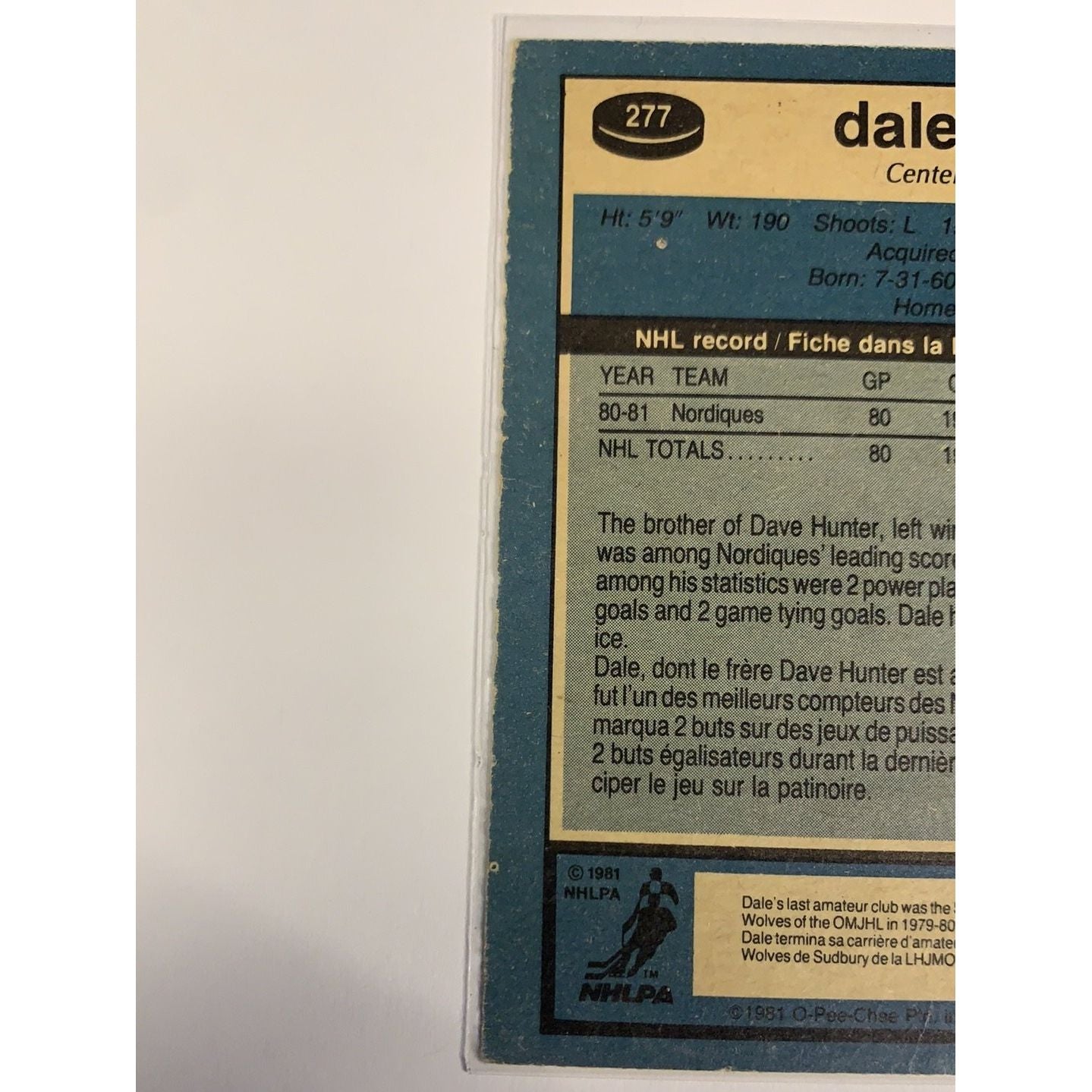 1981-82 O-Pee-Chee Dale Hunter Rookie Card | Local Legends Cards & Collectibles