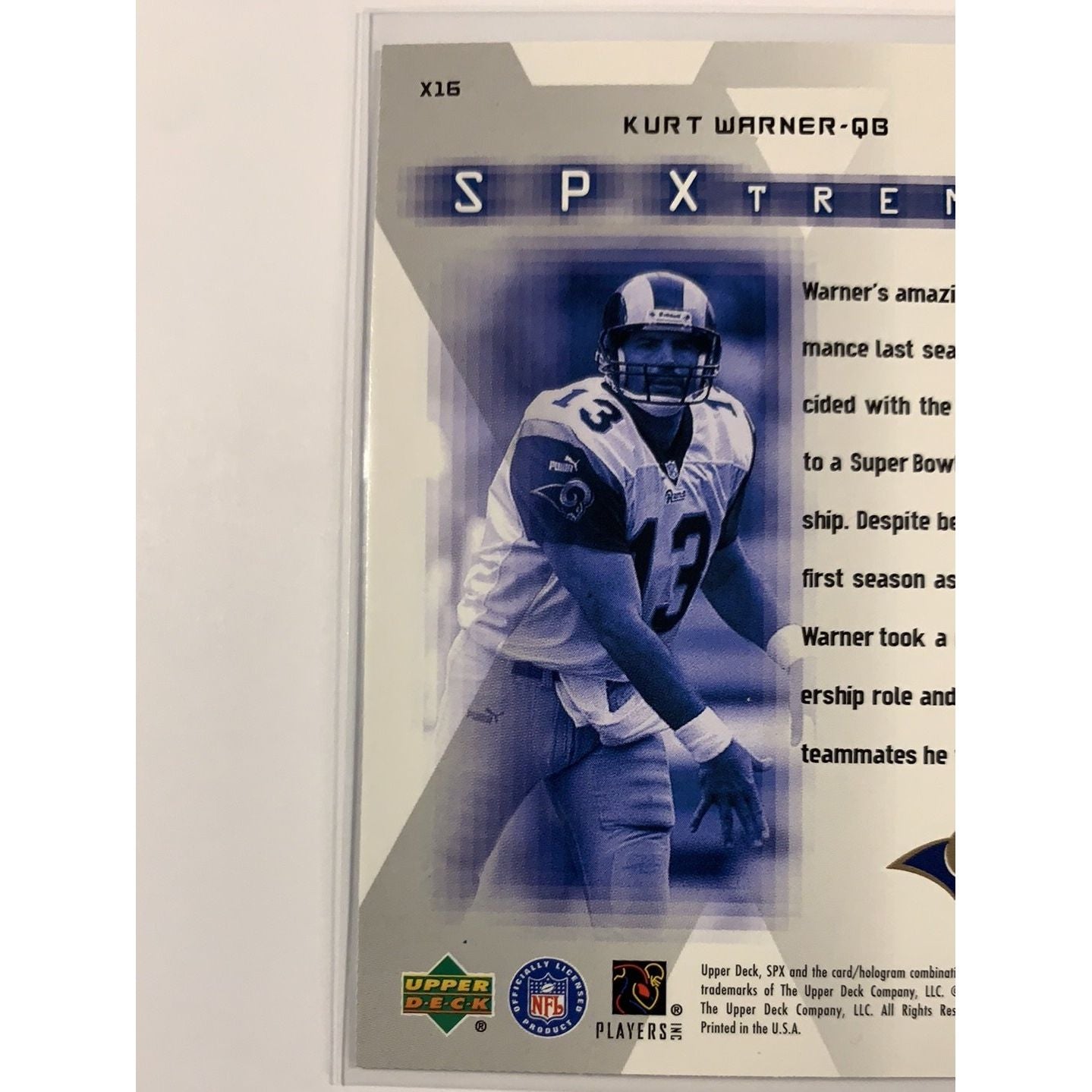 2000 SPx Kurt Warner SP Xtreme | Local Legends Cards & Collectibles
