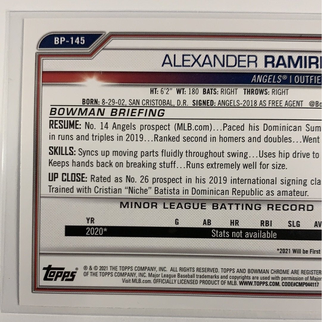 2021 Bowman 1st Alexander Ramirez BP-145 | Local Legends Cards & Collectibles