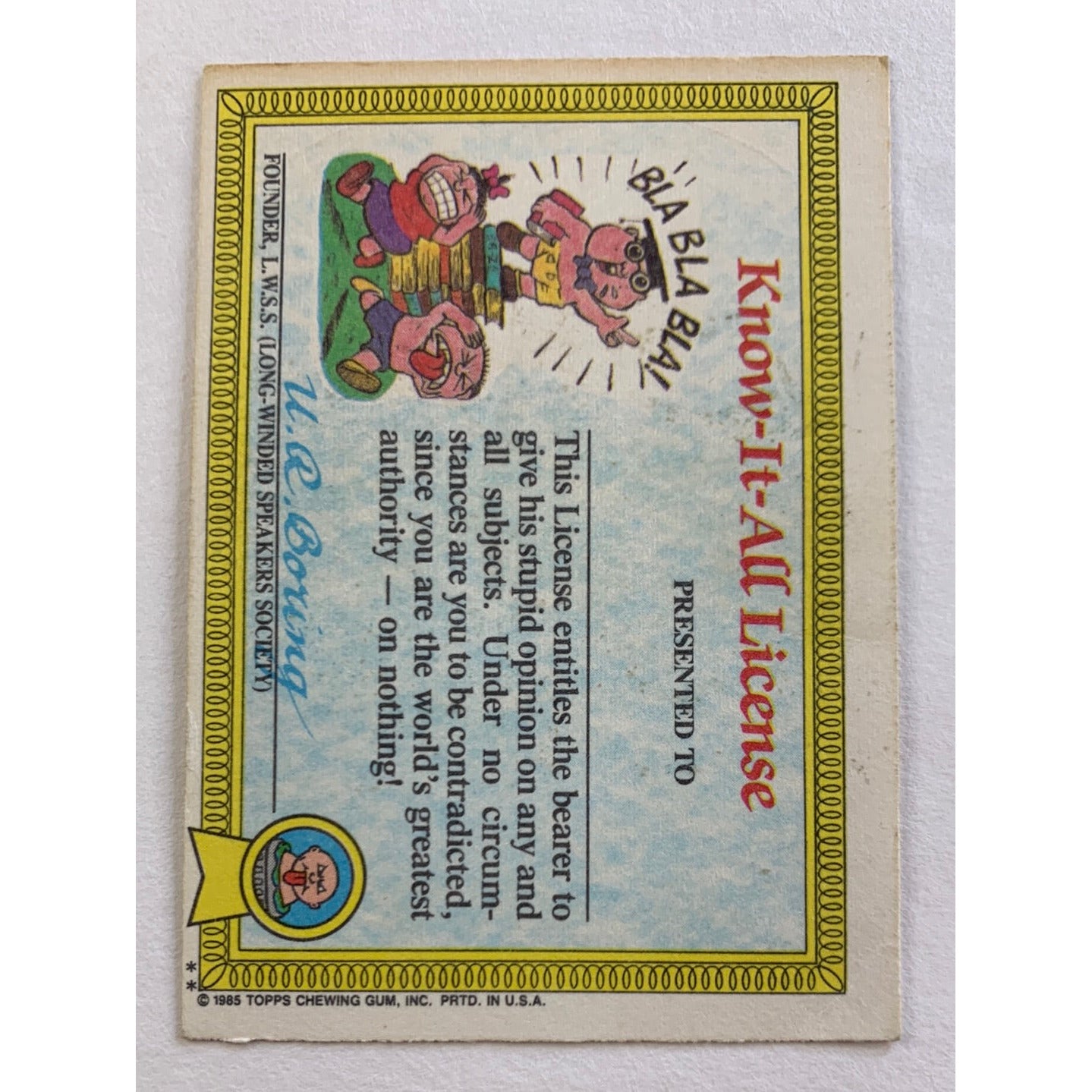 1985 Topps Garbage Pail Kids Busted Bob Die Cut | Local Legends Cards & Collectibles