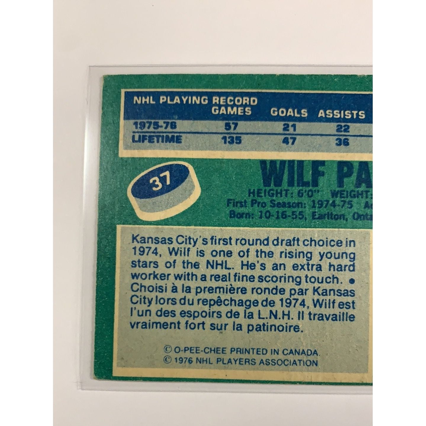 1976-77 O-Pee-Chee Wilf Paiement 3rd Year Card | Local Legends Cards & Collectibles