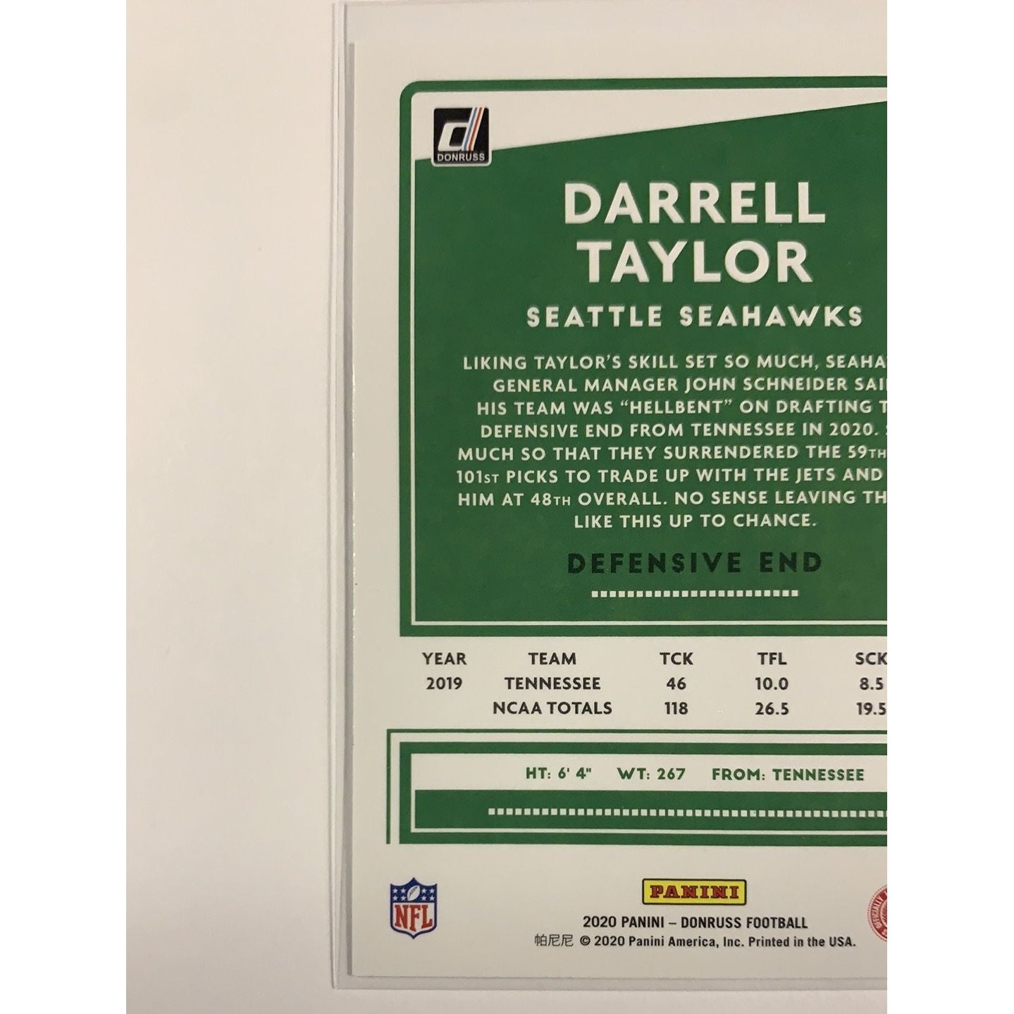 2020 Donruss Darrell Taylor RC | Local Legends Cards & Collectibles