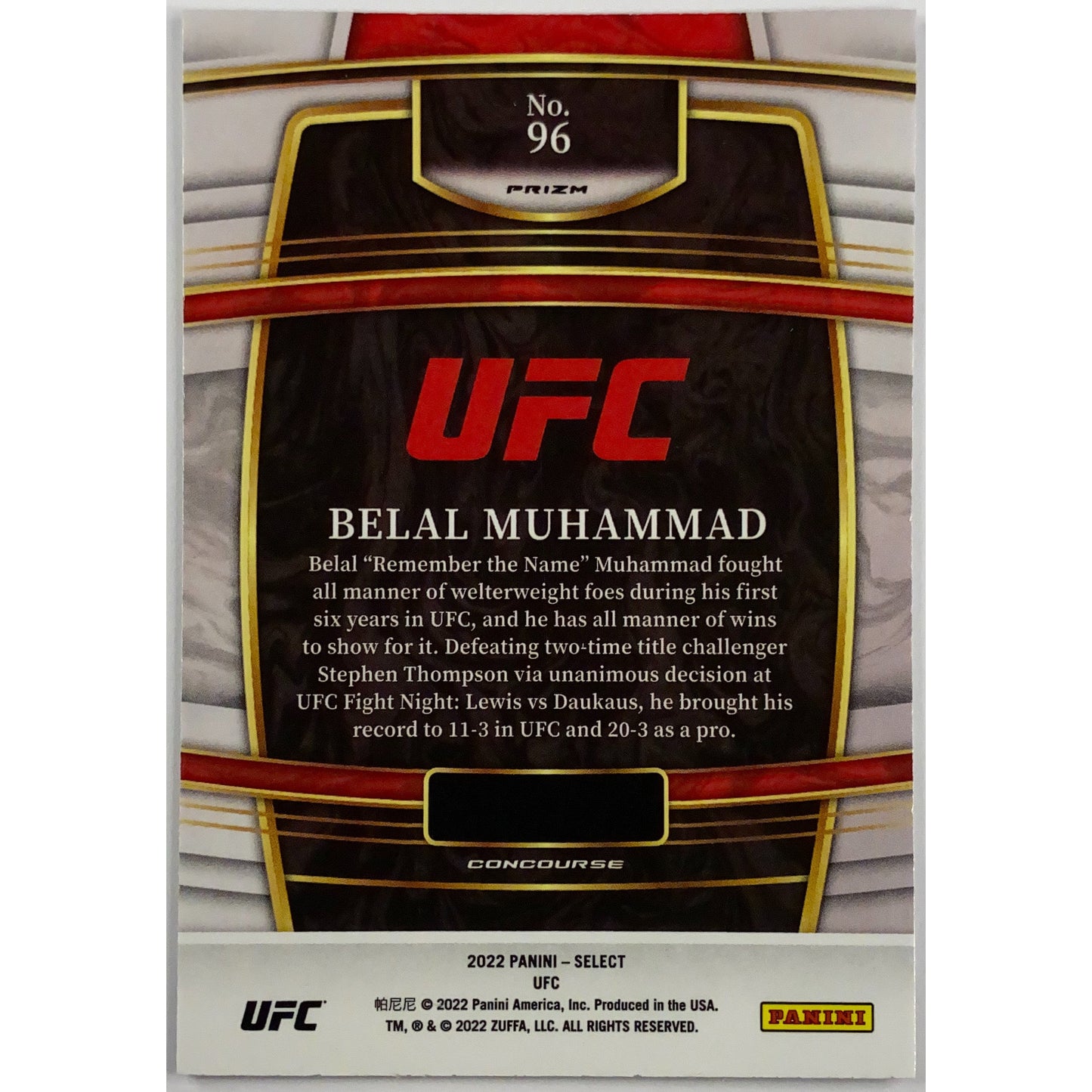 2022 Select Belal Muhammad Silver Holo Prizm | Local Legends Cards & Collectibles