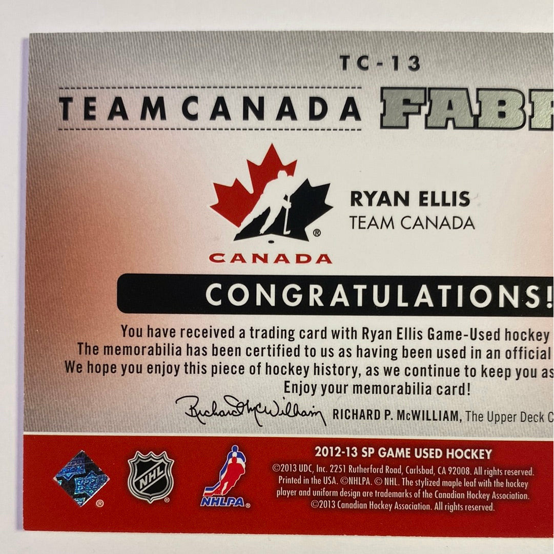 2012-13 SP Game Used Ryan Ellis Team Canada Fabrics | Local Legends Cards & Collectibles