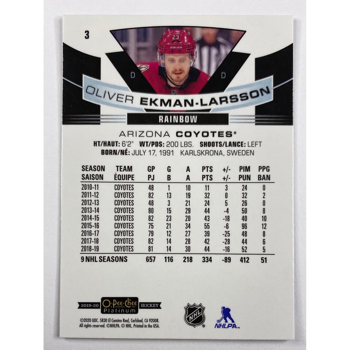 2019-20 O-Pee-Chee Platinum Oliver Ekman-Larsson Rainbow | Local Legends Cards & Collectibles