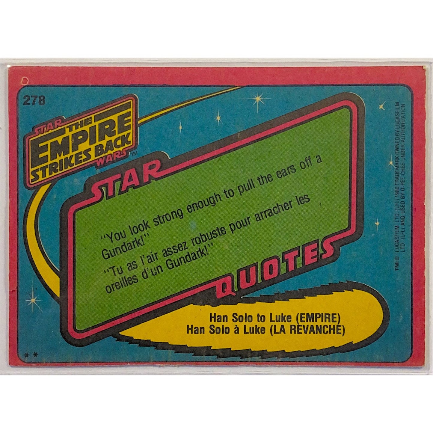 1980 O-Pee-Chee Star Wars The Empire Strikes Back Chewbacca #278 Local Legends Cards & Collectibles