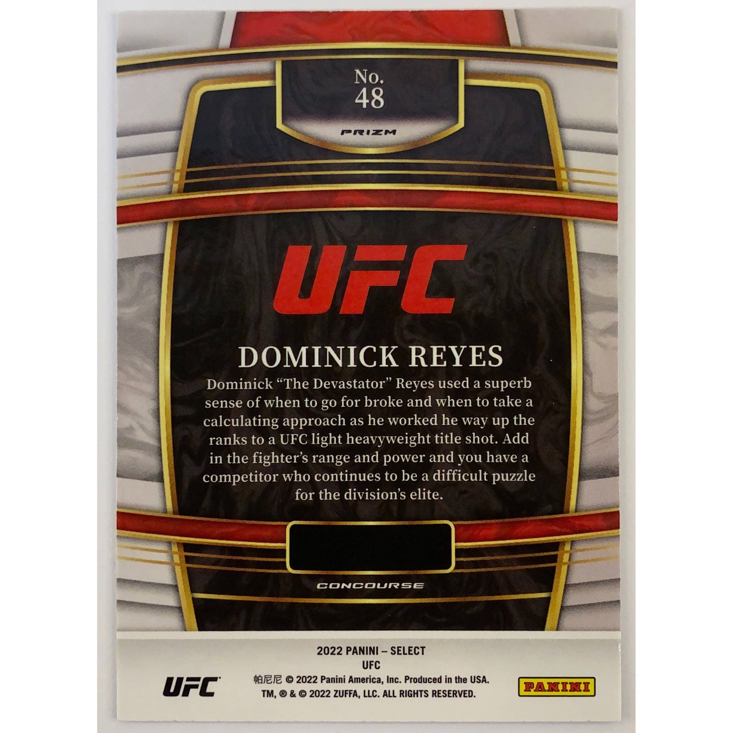 2022 Select Dominick Reyes Tri Colour Prizm | Local Legends Cards & Collectibles