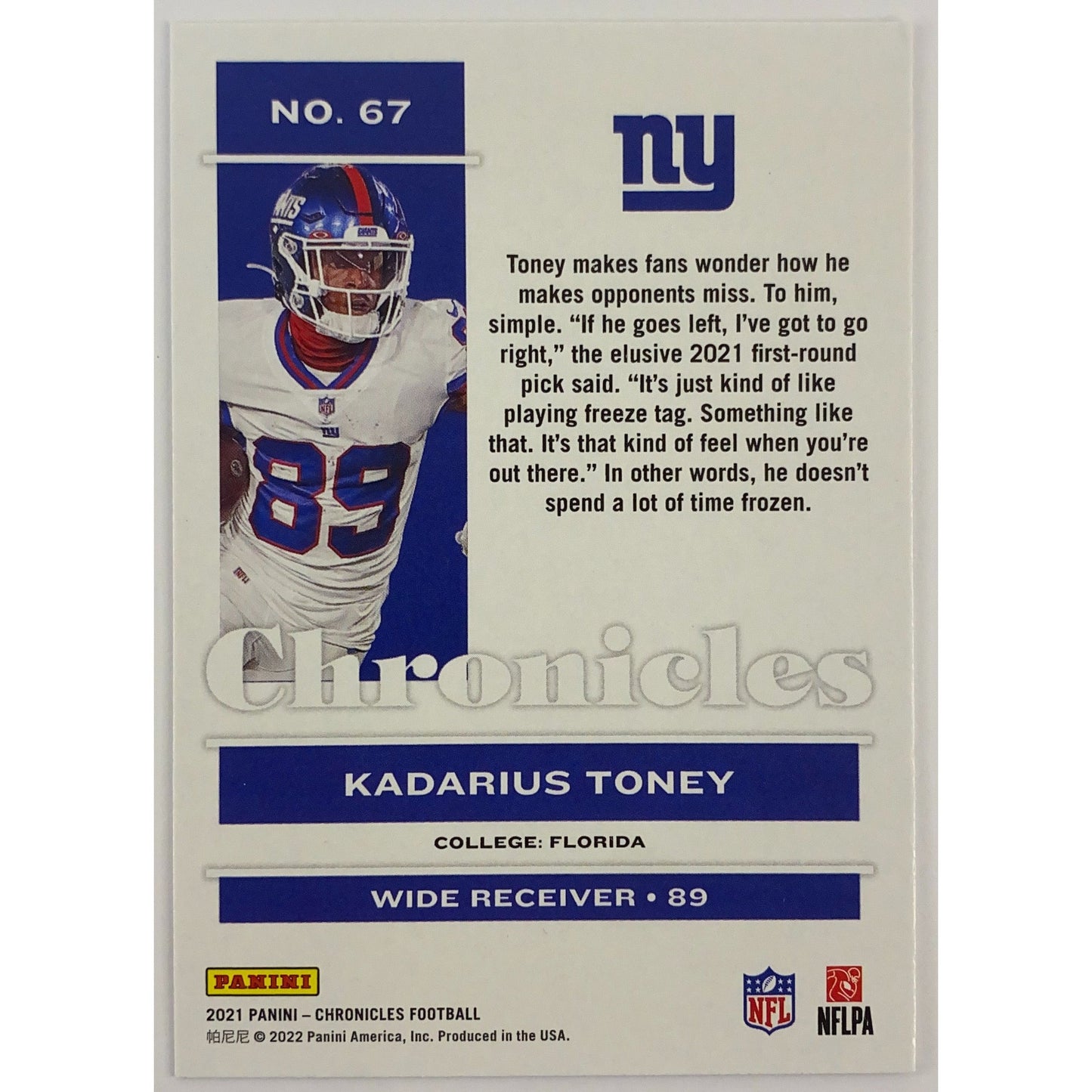 2021 Chronicles Kadarius Toney RC | Local Legends Cards & Collectibles