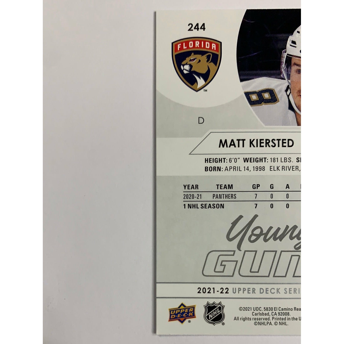 2021-22 Upper Deck Series 1 Matt Kiersted Young Guns | Local Legends Cards & Collectibles