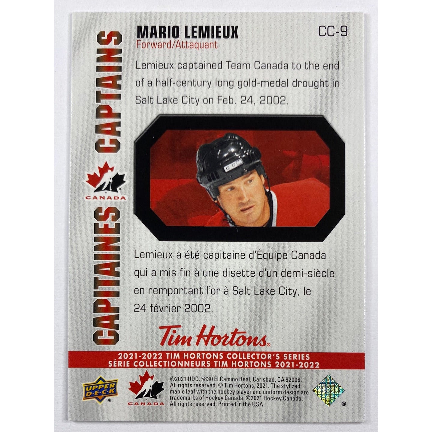 2021-22 Tim Hortons Mario Lemieux Capitains | Local Legends Cards & Collectibles