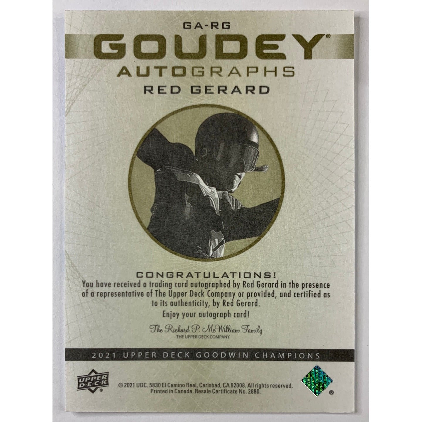 2021 Goodwin Red Gerard Goudey Autographs | Local Legends Cards & Collectibles