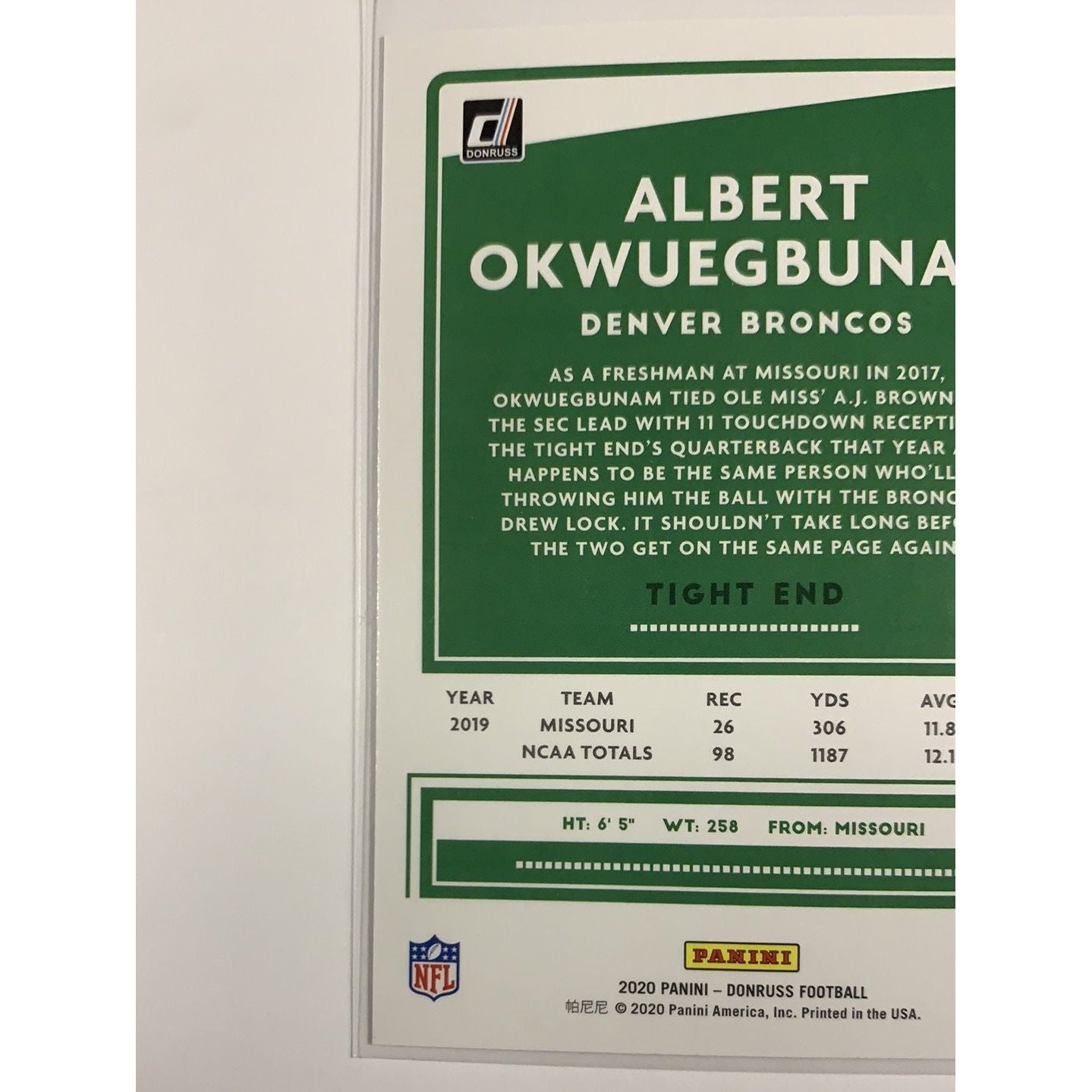 2020 Donruss Albert Okwuegbunam Red Press Proof RC | Local Legends Cards & Collectibles