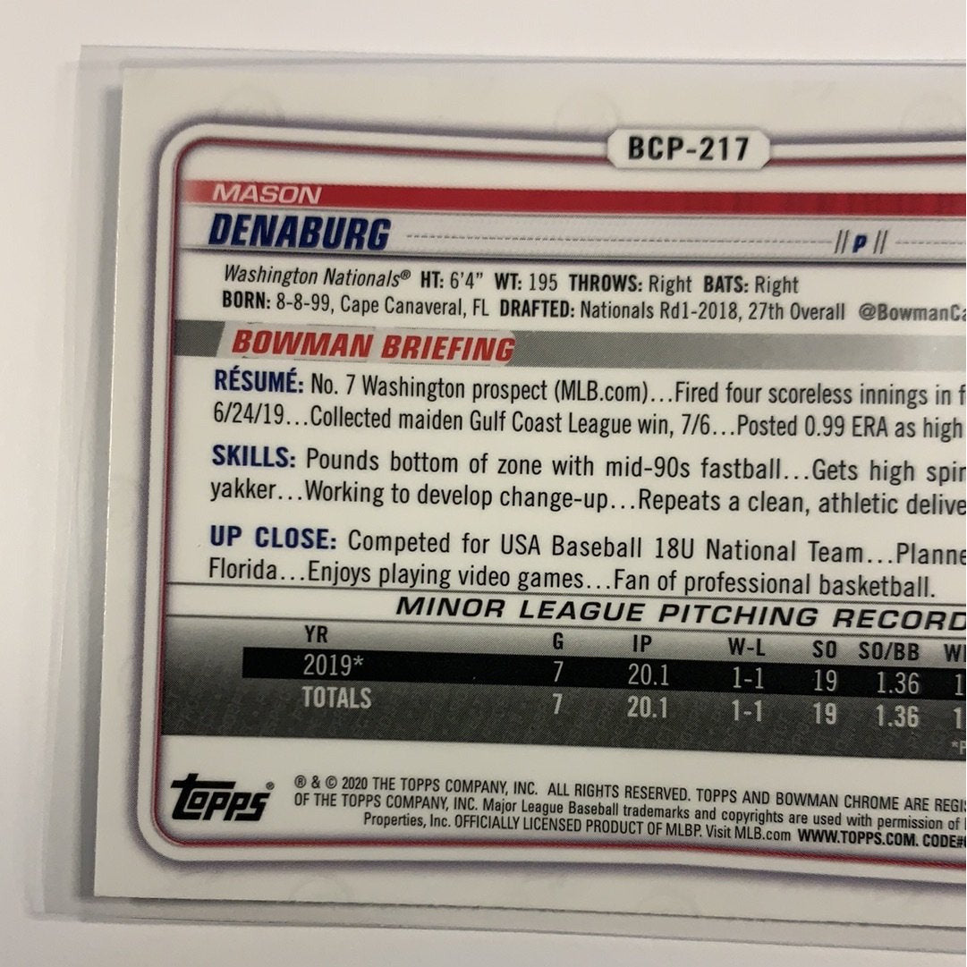 2020 Bowman Chrome Mason Denaburg Mojo Refractor | Local Legends Cards & Collectibles