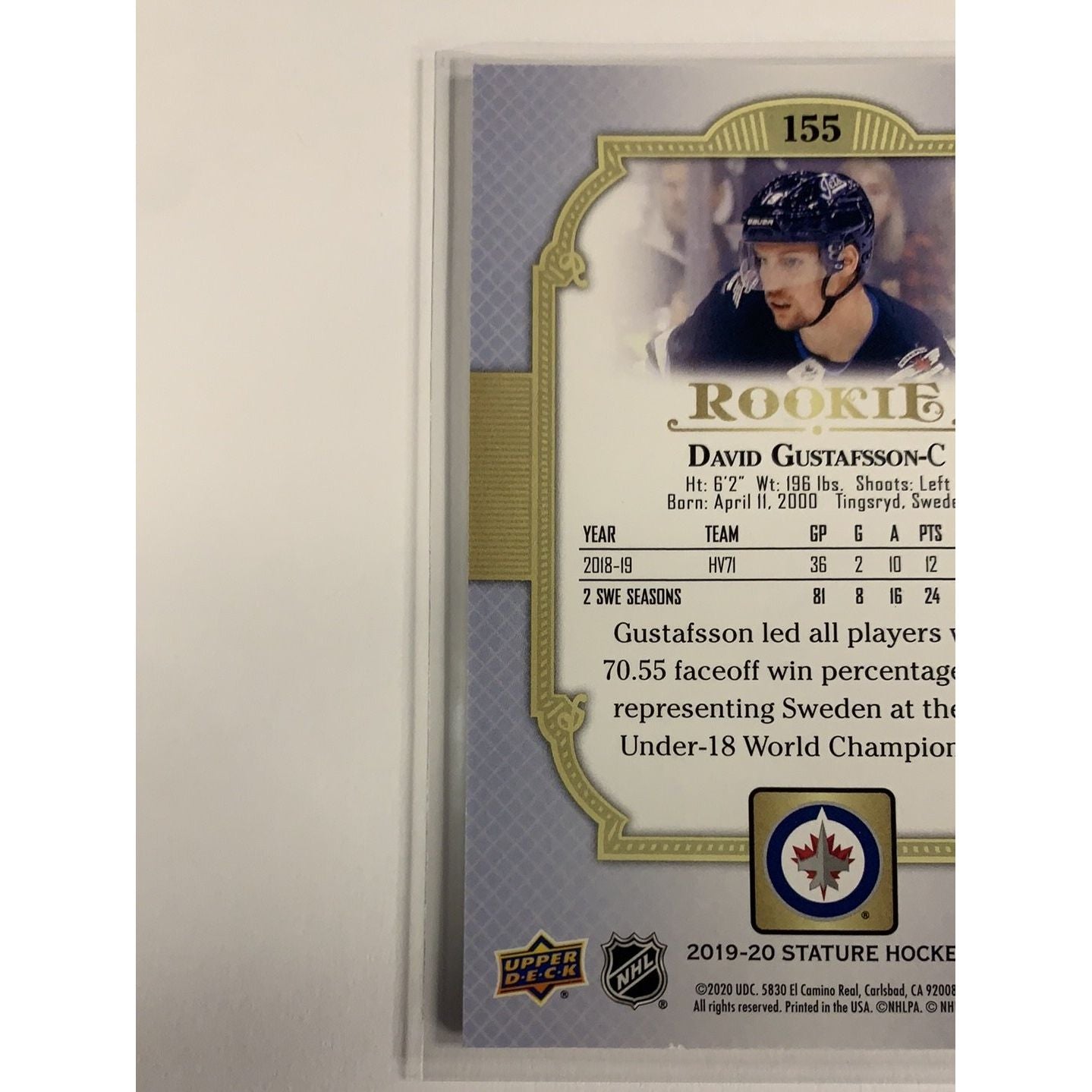 2019-20 Upper Deck Stature David Gustafsson Rookie Card /85 | Local Legends Cards & Collectibles