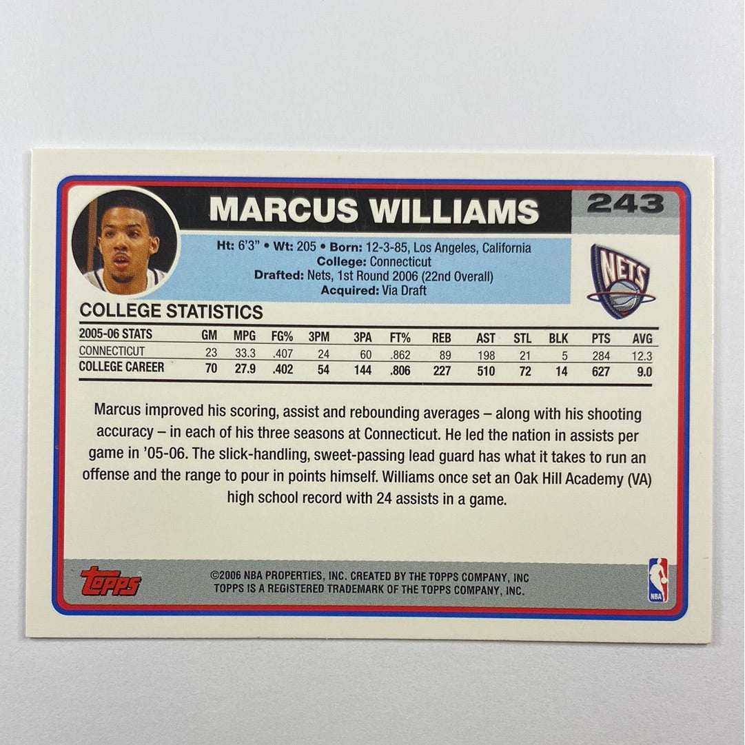 2006 Topps Marcus Williams Rookie Card | Local Legends Cards & Collectibles