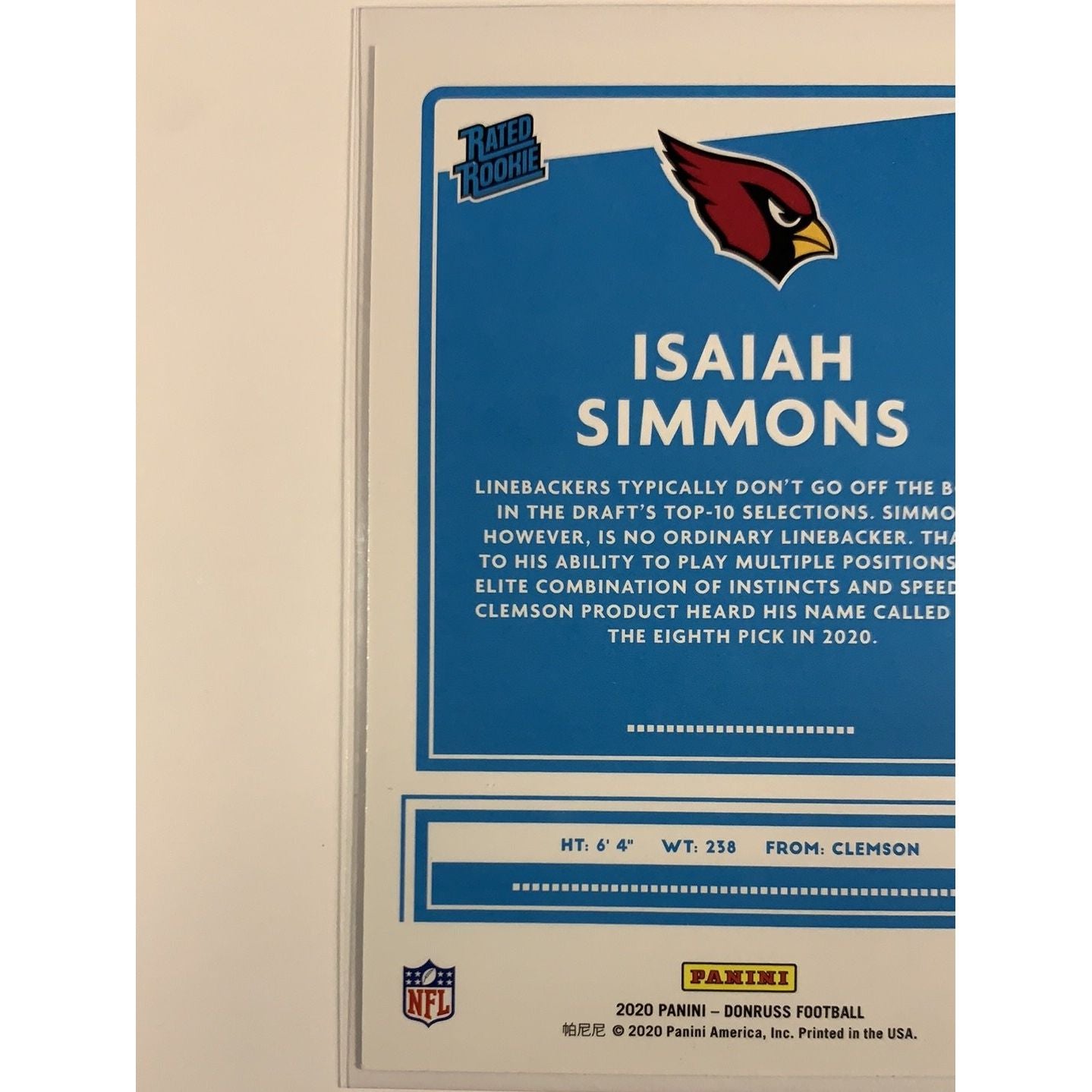 2020 Donruss Isaiah Simmons Blue Press Proof Rated Rookie | Local Legends Cards & Collectibles