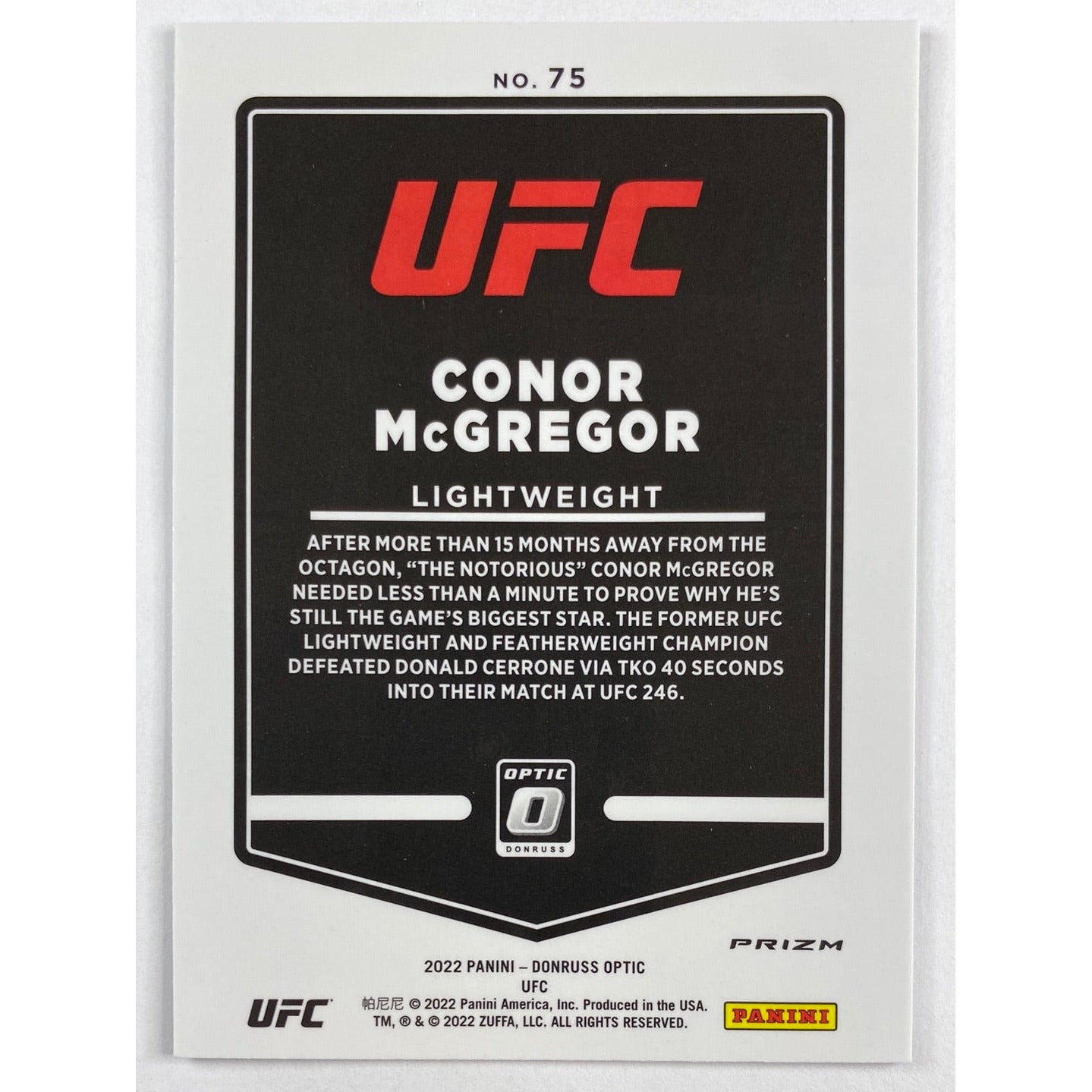 2022 Donruss Optic Connor Mcgregor Purple Holo Prizm | Local Legends Cards & Collectibles