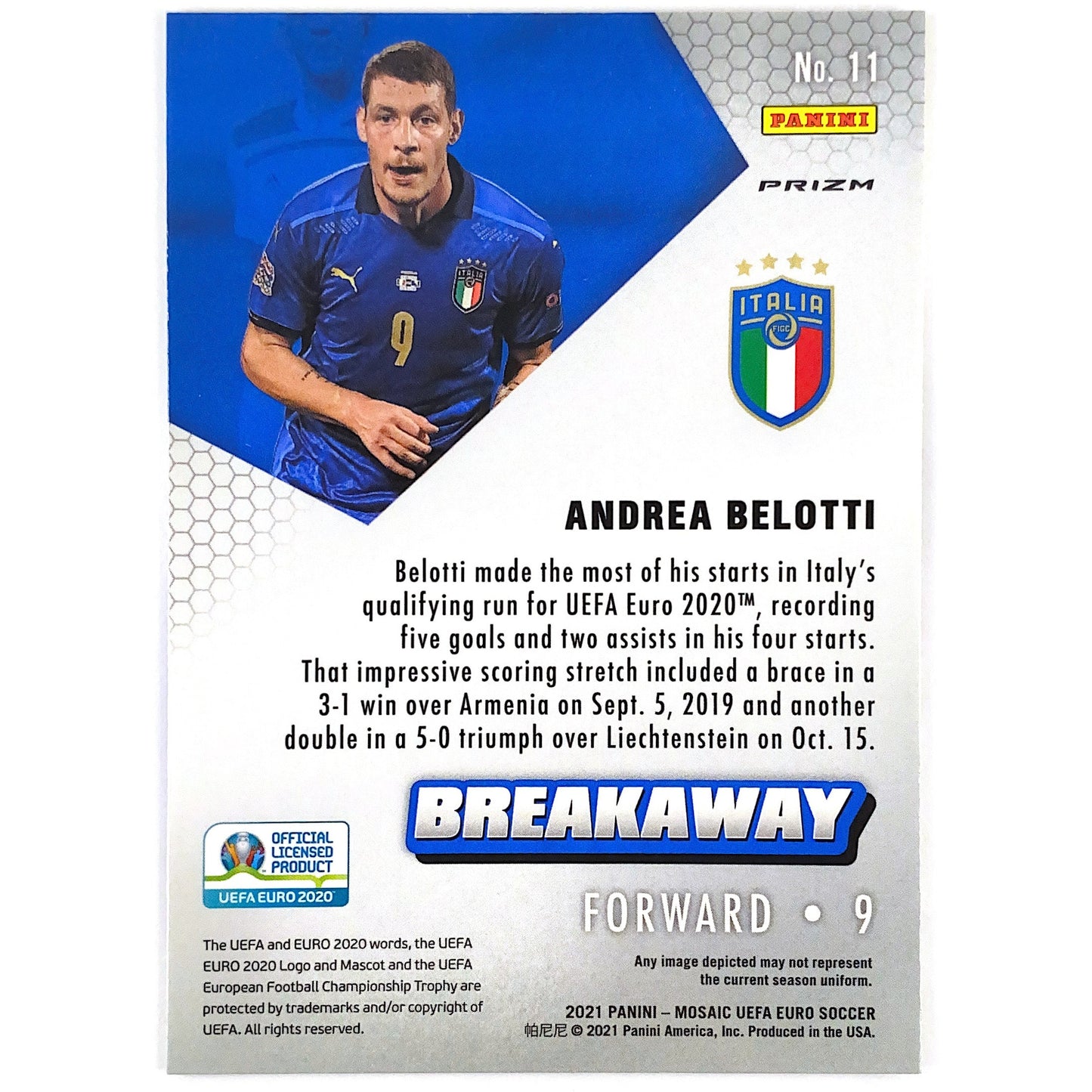 2020-21 Mosaic Andrea Belotti Breakaway Silver Prizm | Local Legends Cards & Collectibles