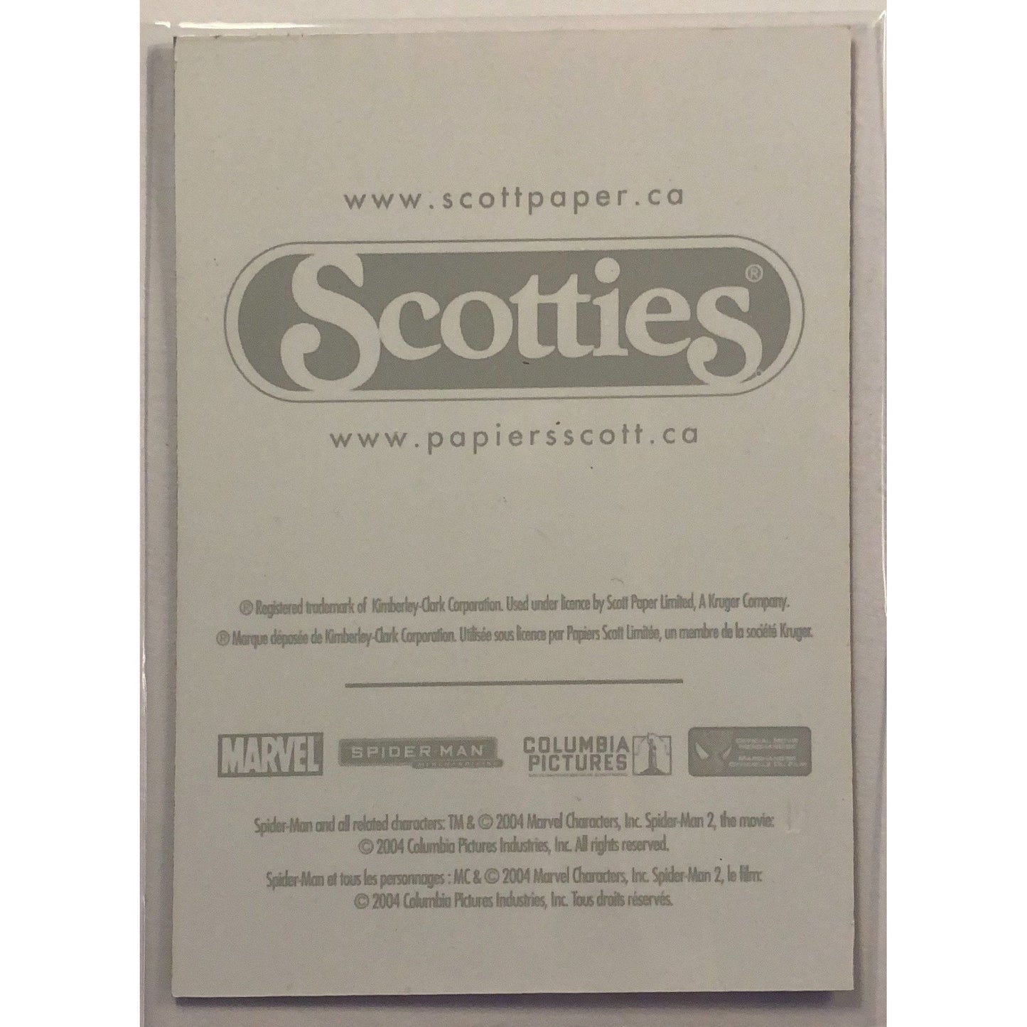 2004 Scotties Tissue Marvel Spider-Man 2 Lenticular Promo Card #D0077 Local Legends Cards & Collectibles