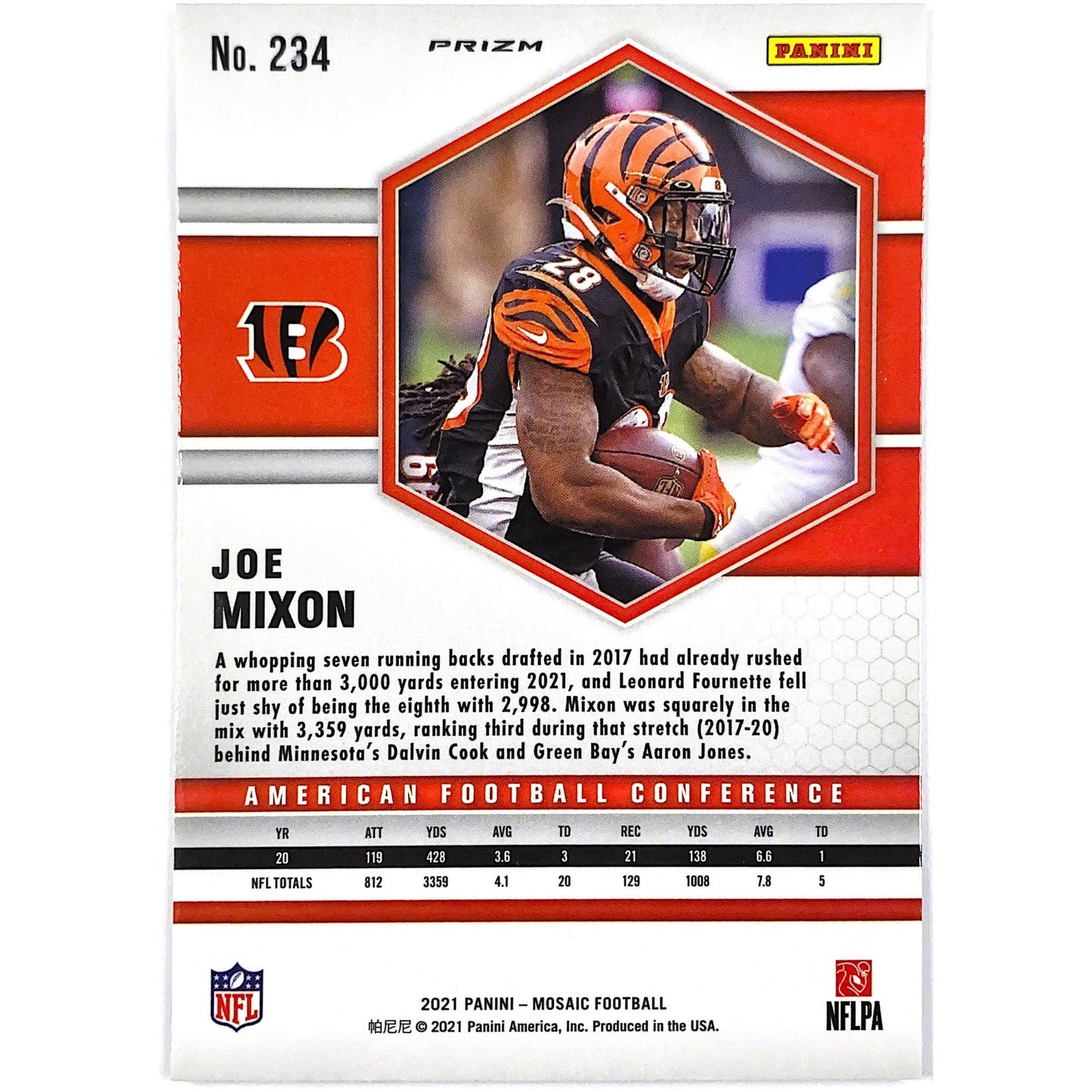 2021 Mosaic Joe Mixon AFC Green Mosaic Prizm | Local Legends Cards & Collectibles