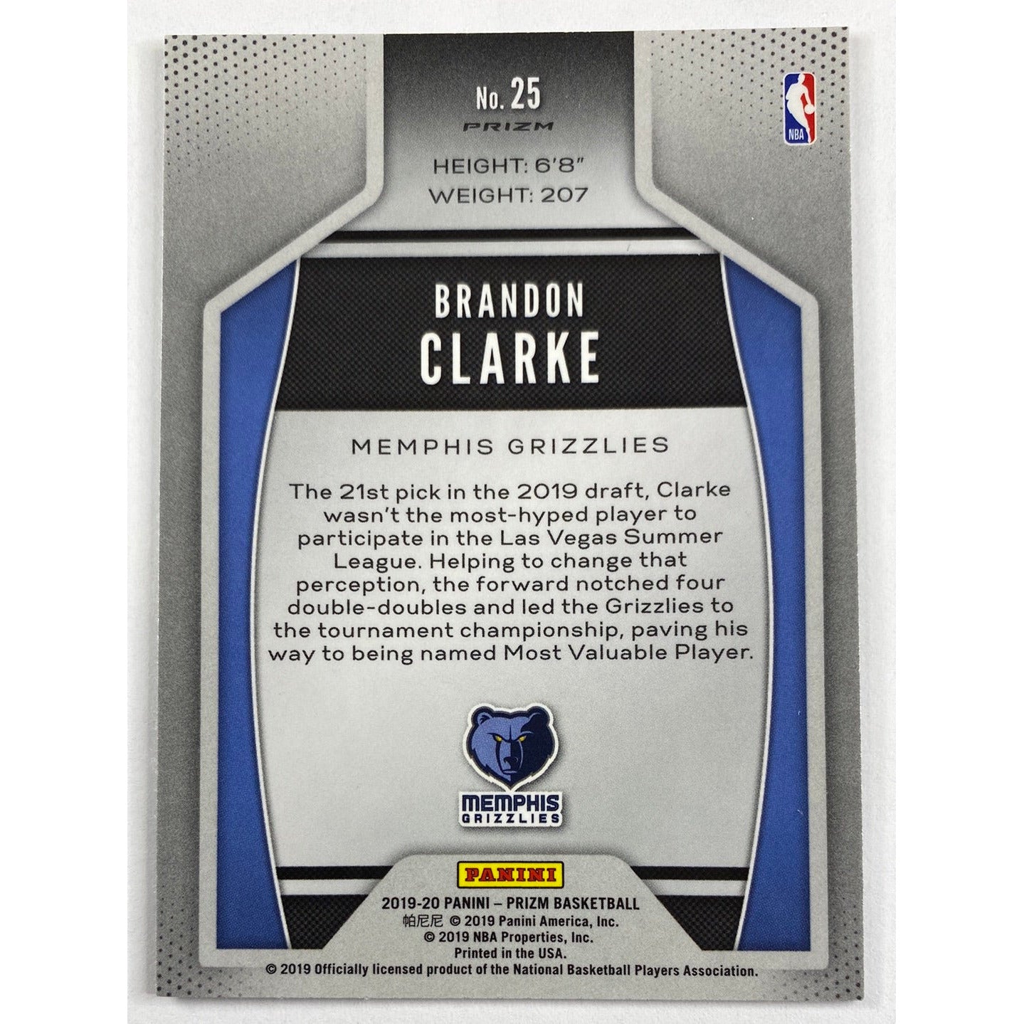 2019-20 Panini Prizm Brandon Clarke Instant Impact Silver Holo Prizm | Local Legends Cards & Collectibles