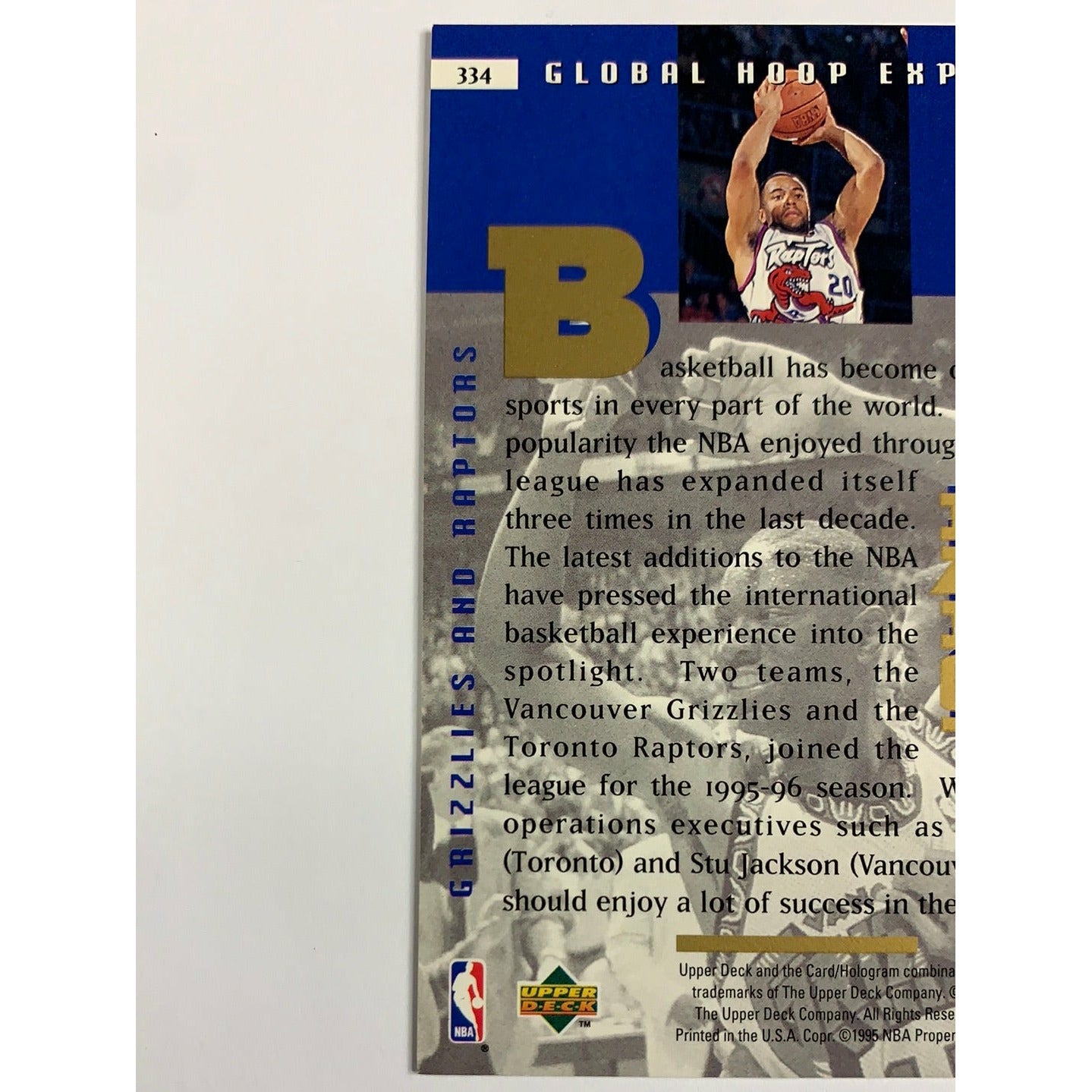 1995-96 Upper Deck Images Of 95 Global Hoop Expansion Grizzlies & Raptors | Local Legends Cards & Collectibles