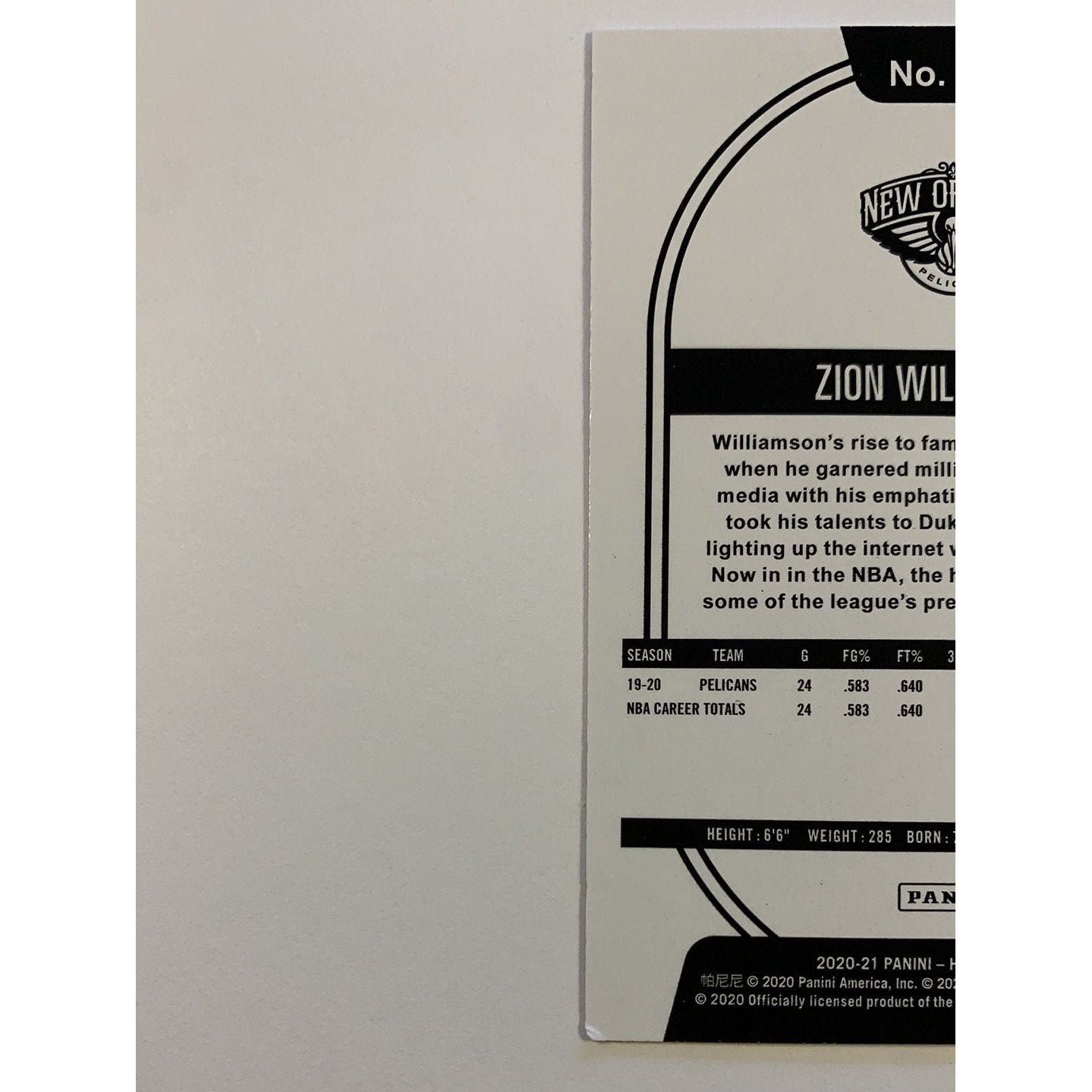 2020-21 Hoops Zion Williamson Purple Parallel | Local Legends Cards & Collectibles