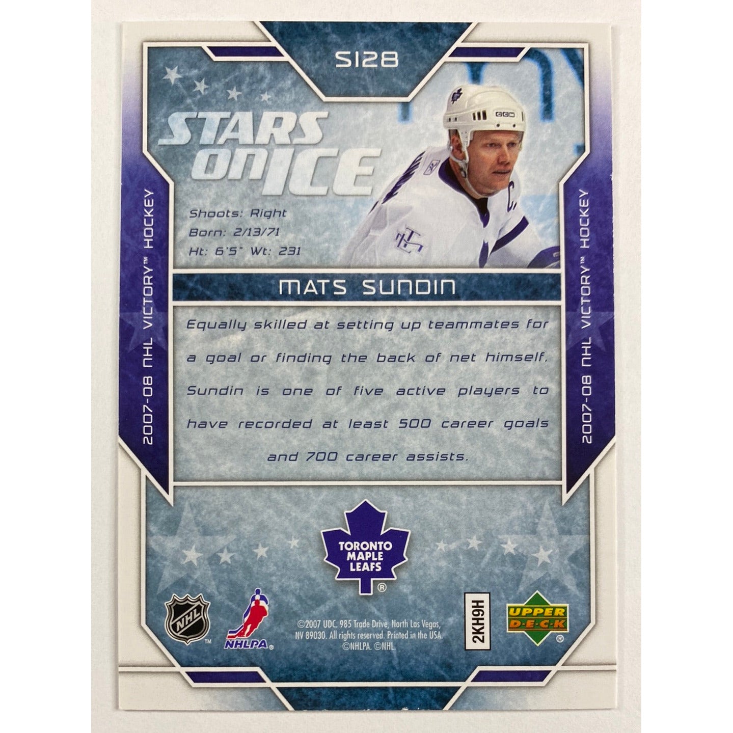 2007-08 Victory Mats Sundin Stars On Ice | Local Legends Cards & Collectibles