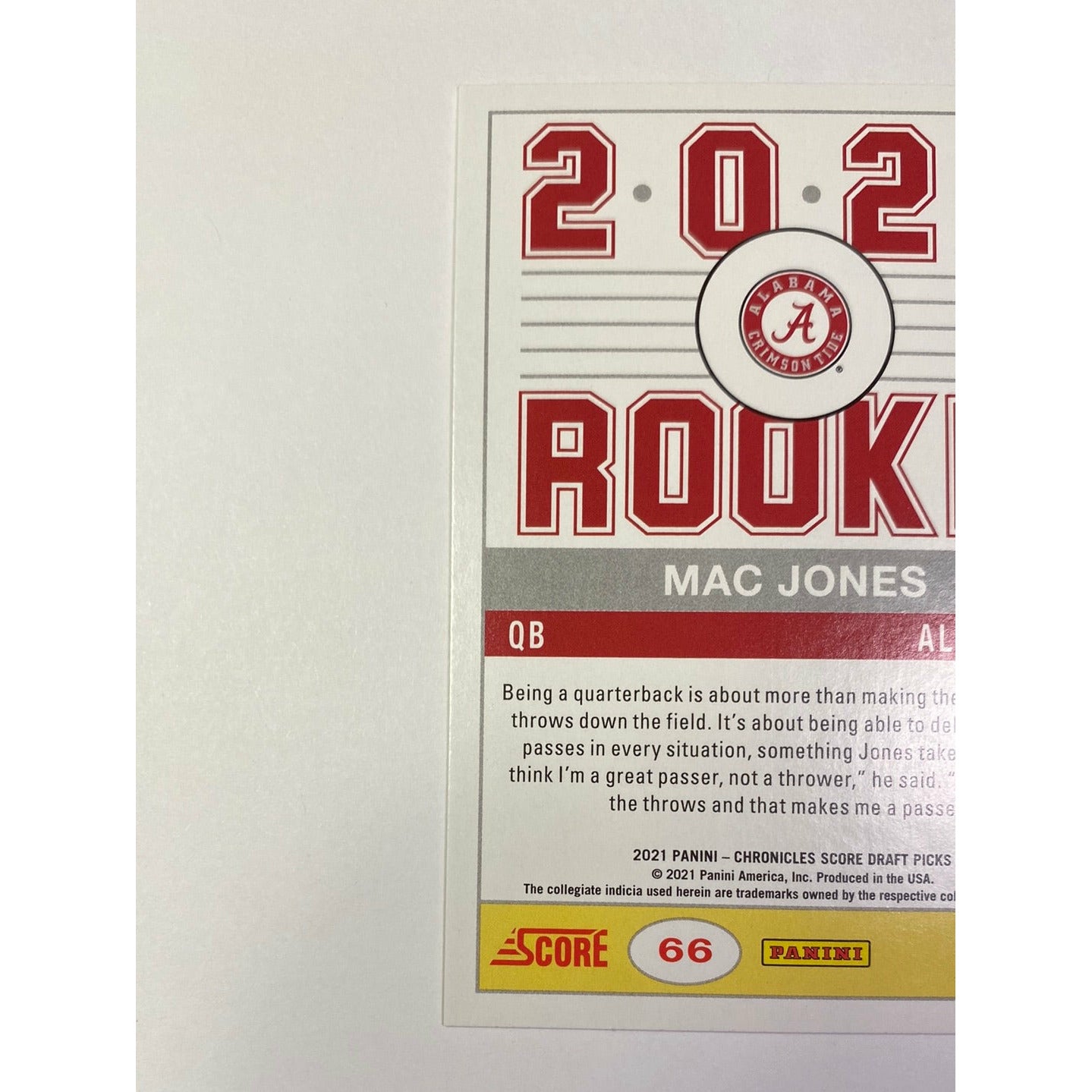 2021 Score Draft Picks Mac Jones RC | Local Legends Cards & Collectibles