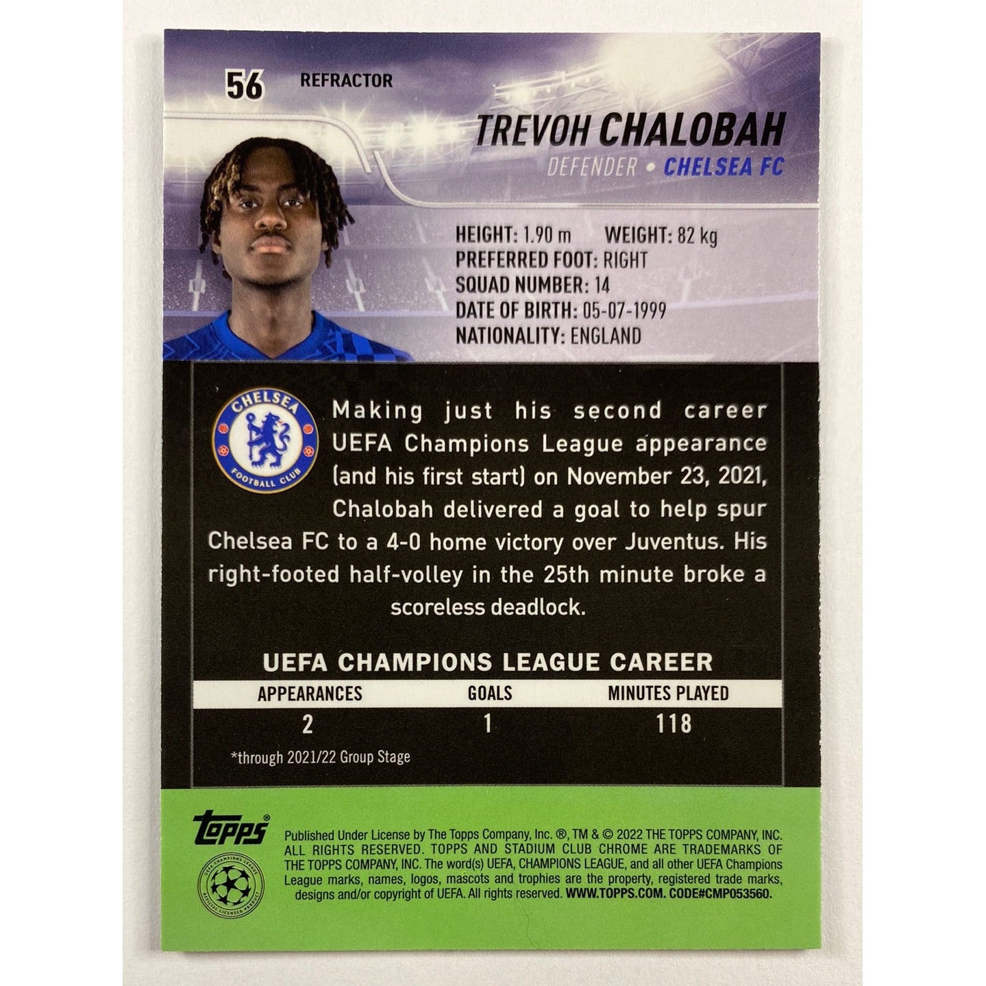 2022 Stadium Club Chrome Trevoh Chalobah RC Refractor | Local Legends Cards & Collectibles