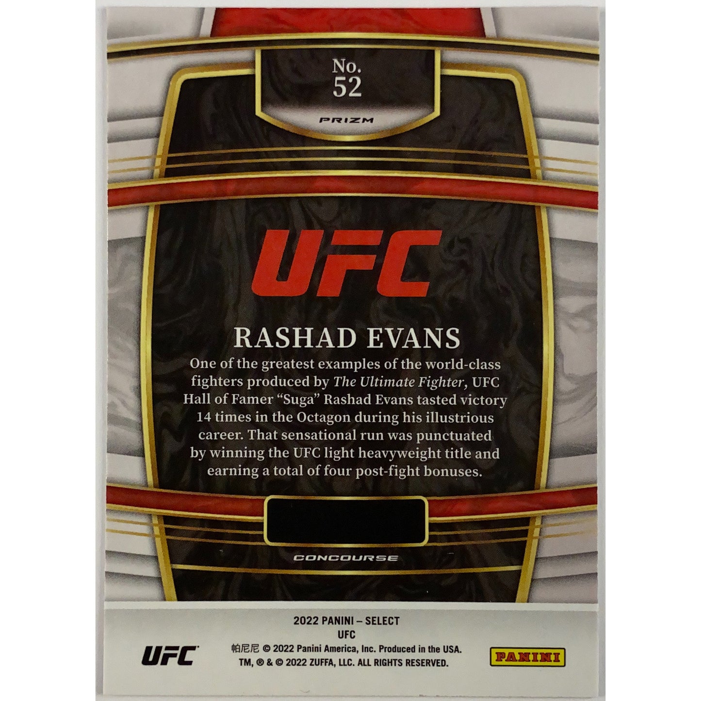 2022 Select Rashad Evans Green Purple Holo Prizm | Local Legends Cards & Collectibles